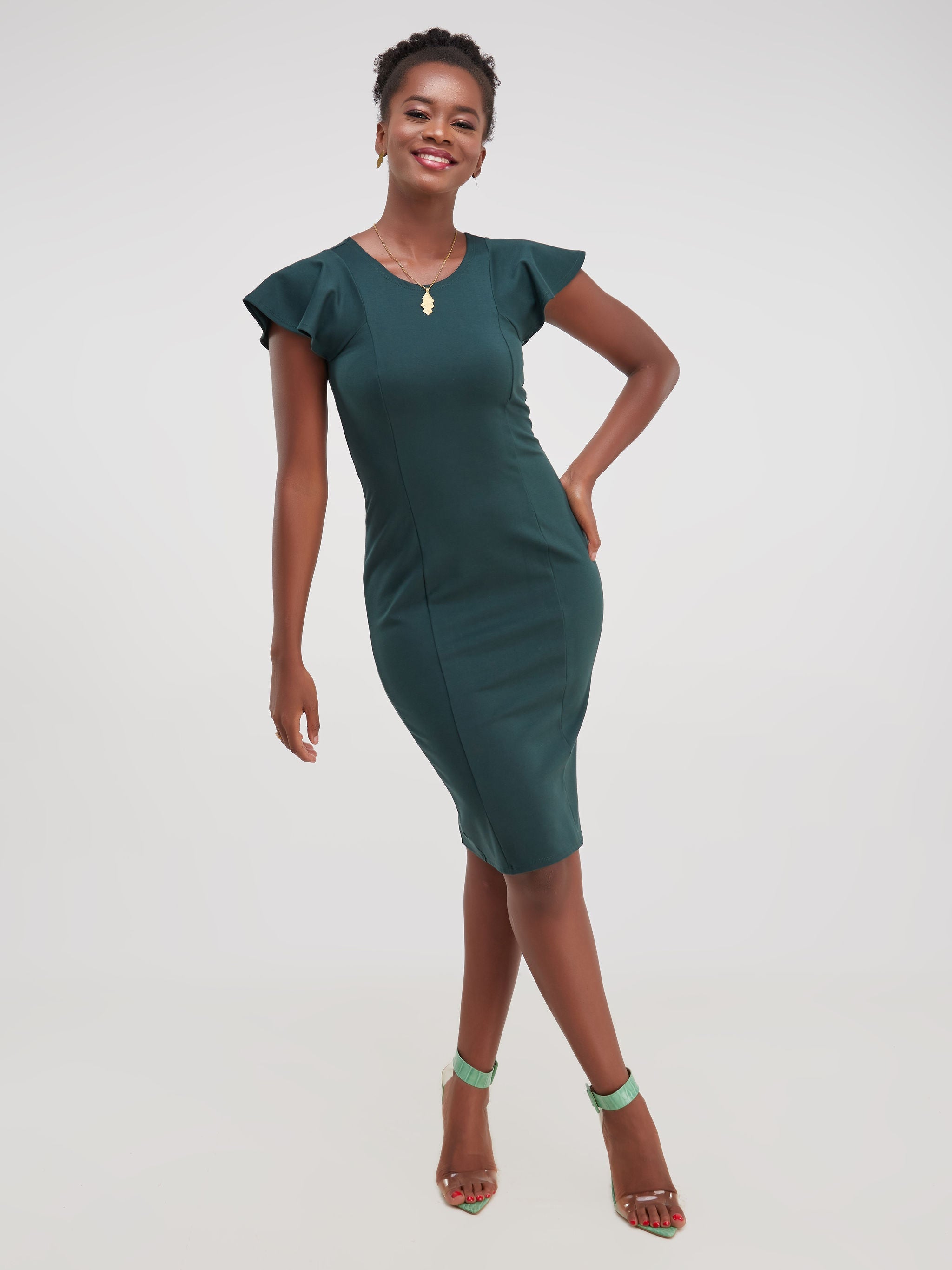 Vivo Faraji Panel Sheath Dress - Dark Green