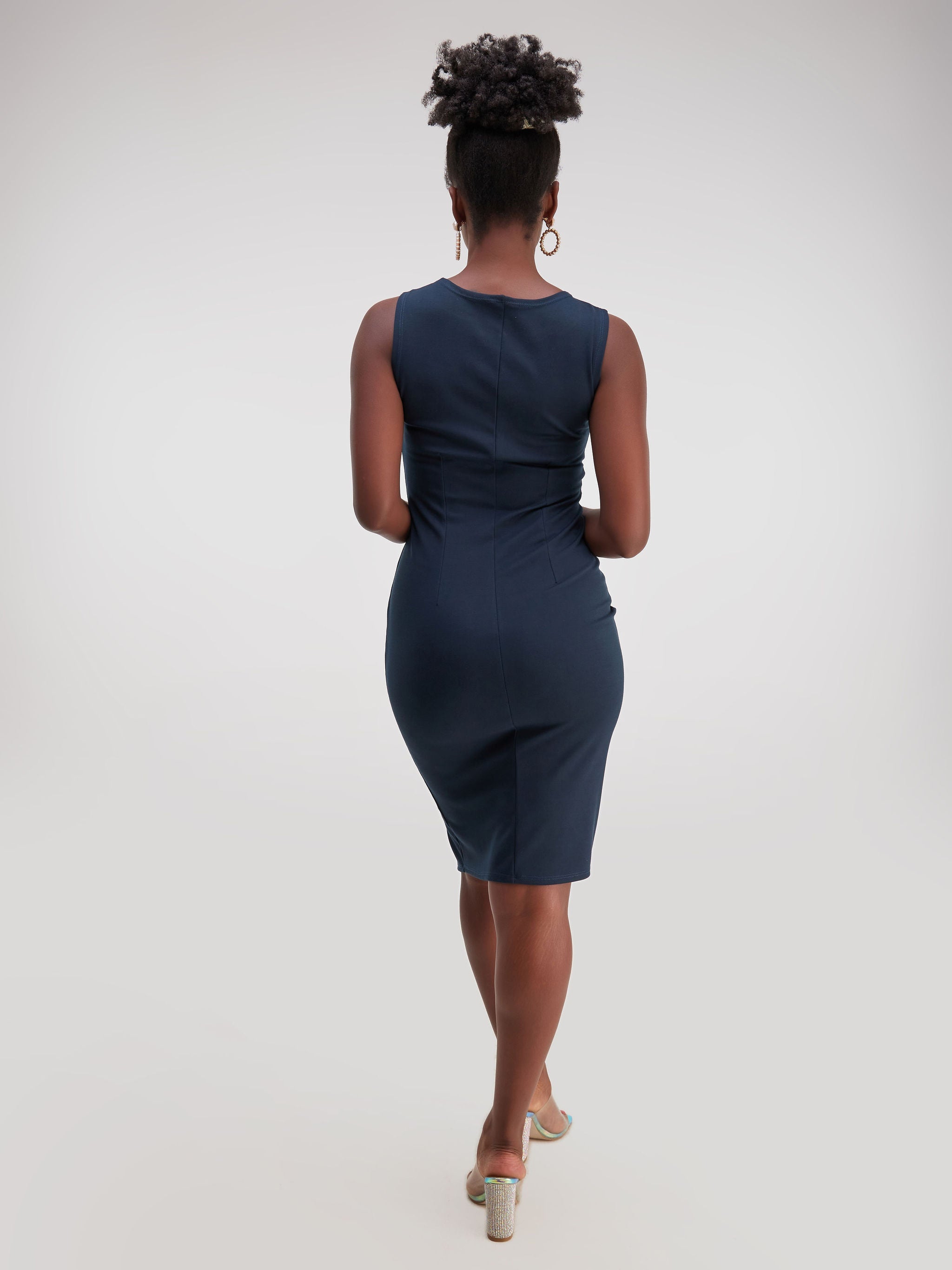 Vivo Faraji Assymetrical Neck Sheath Dress - Dark Teal