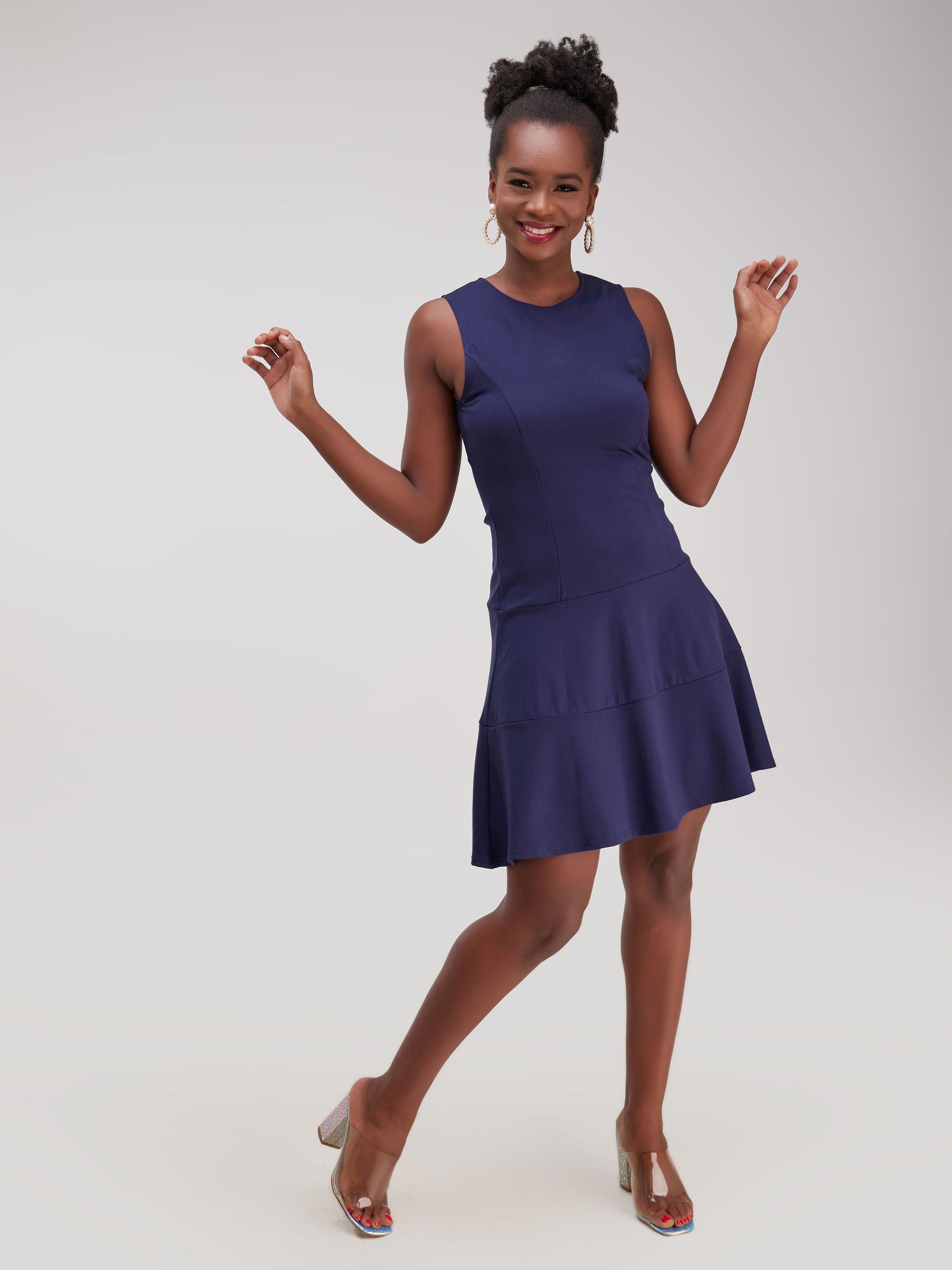 Vivo Faraji Double Tiered A-Line Dress - Navy Blue