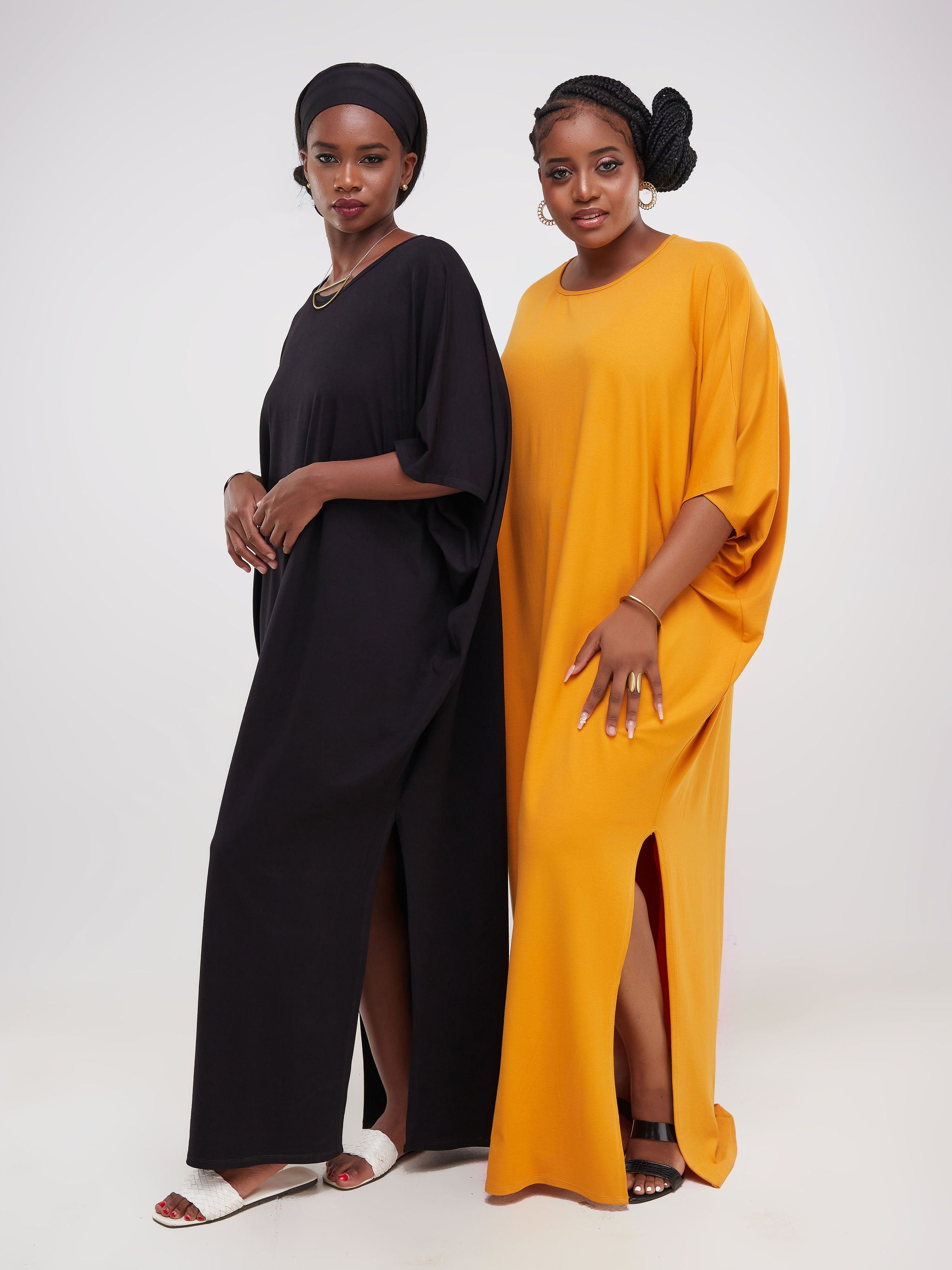 Vivo Ruwa Side Slit Dolman Maxi Dress - Black