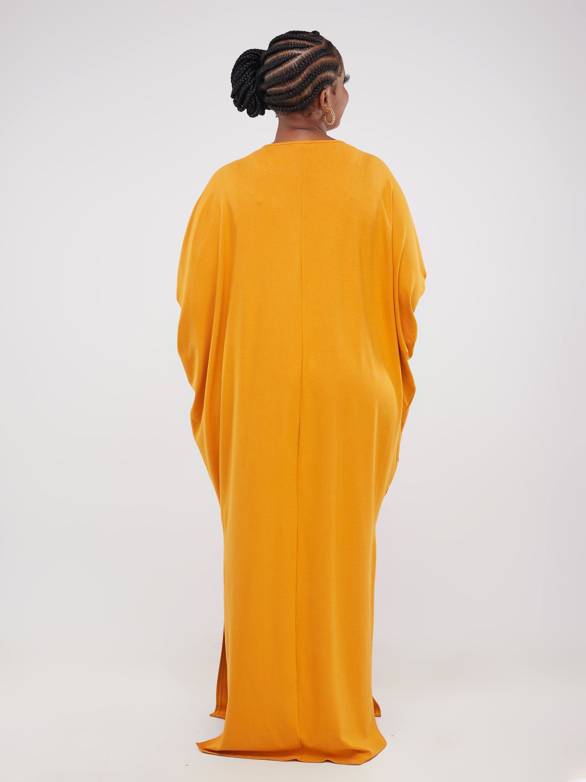 Vivo Ruwa Side Slit Dolman Maxi Dress - Mustard