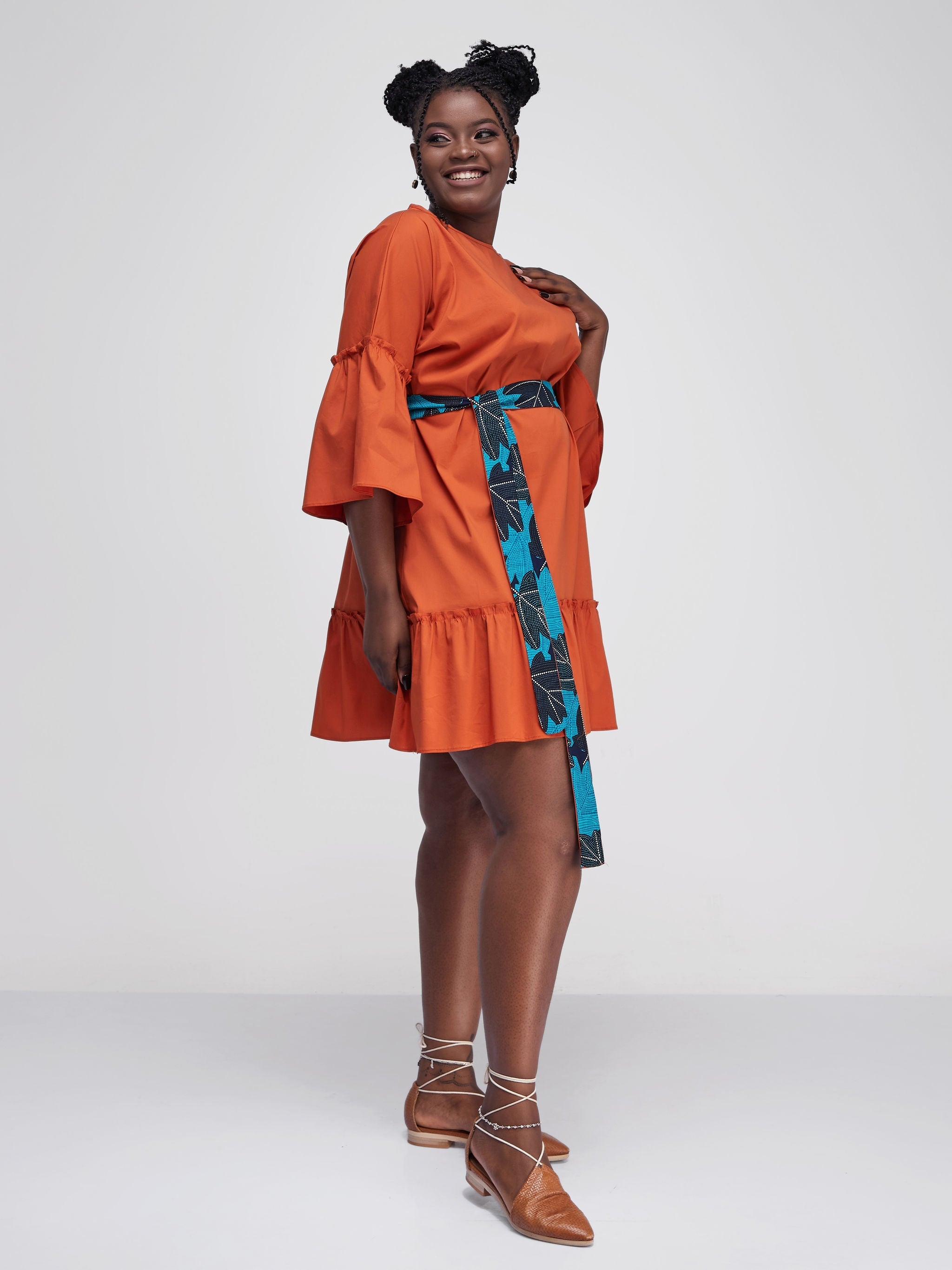 Safari Tawi Flounce Tent Dress - Rust