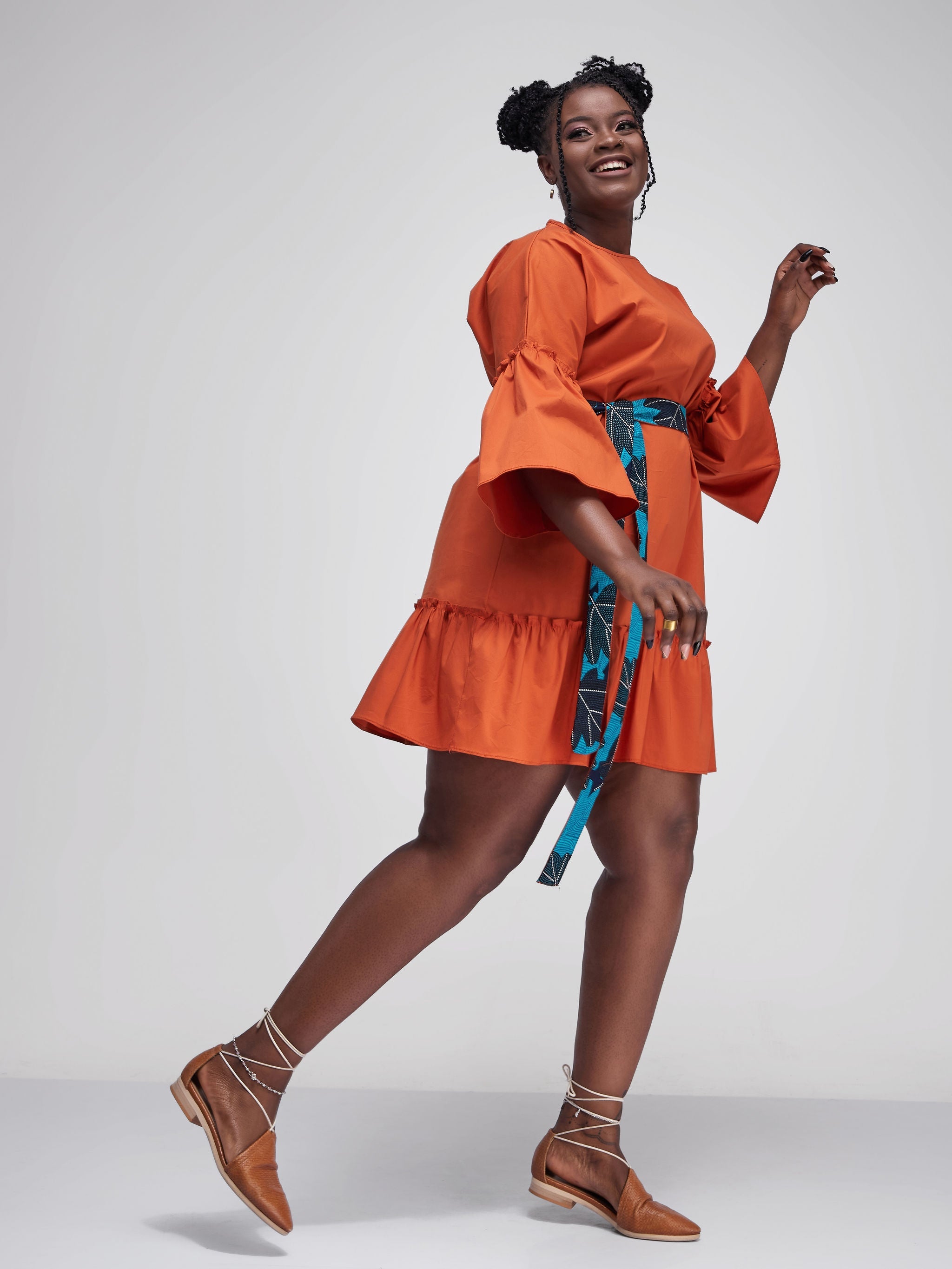 Safari Tawi Flounce Tent Dress - Rust