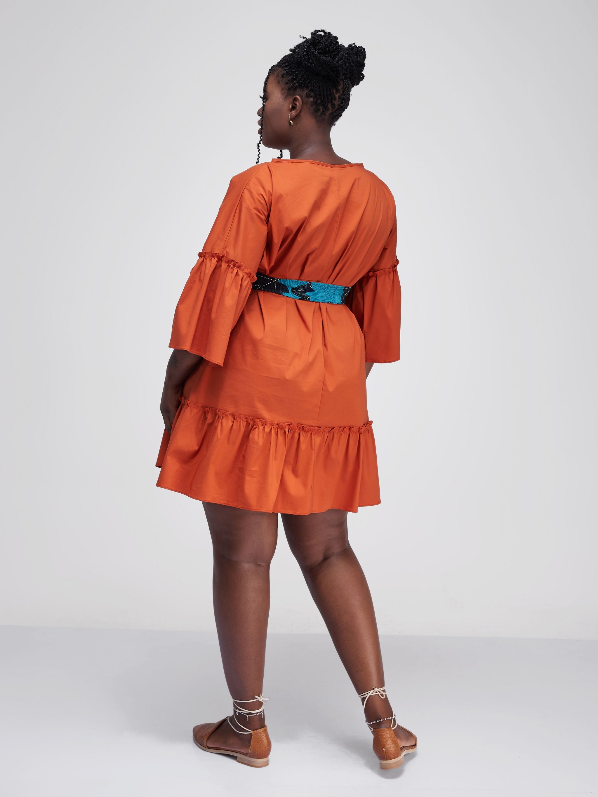 Safari Tawi Flounce Tent Dress - Rust