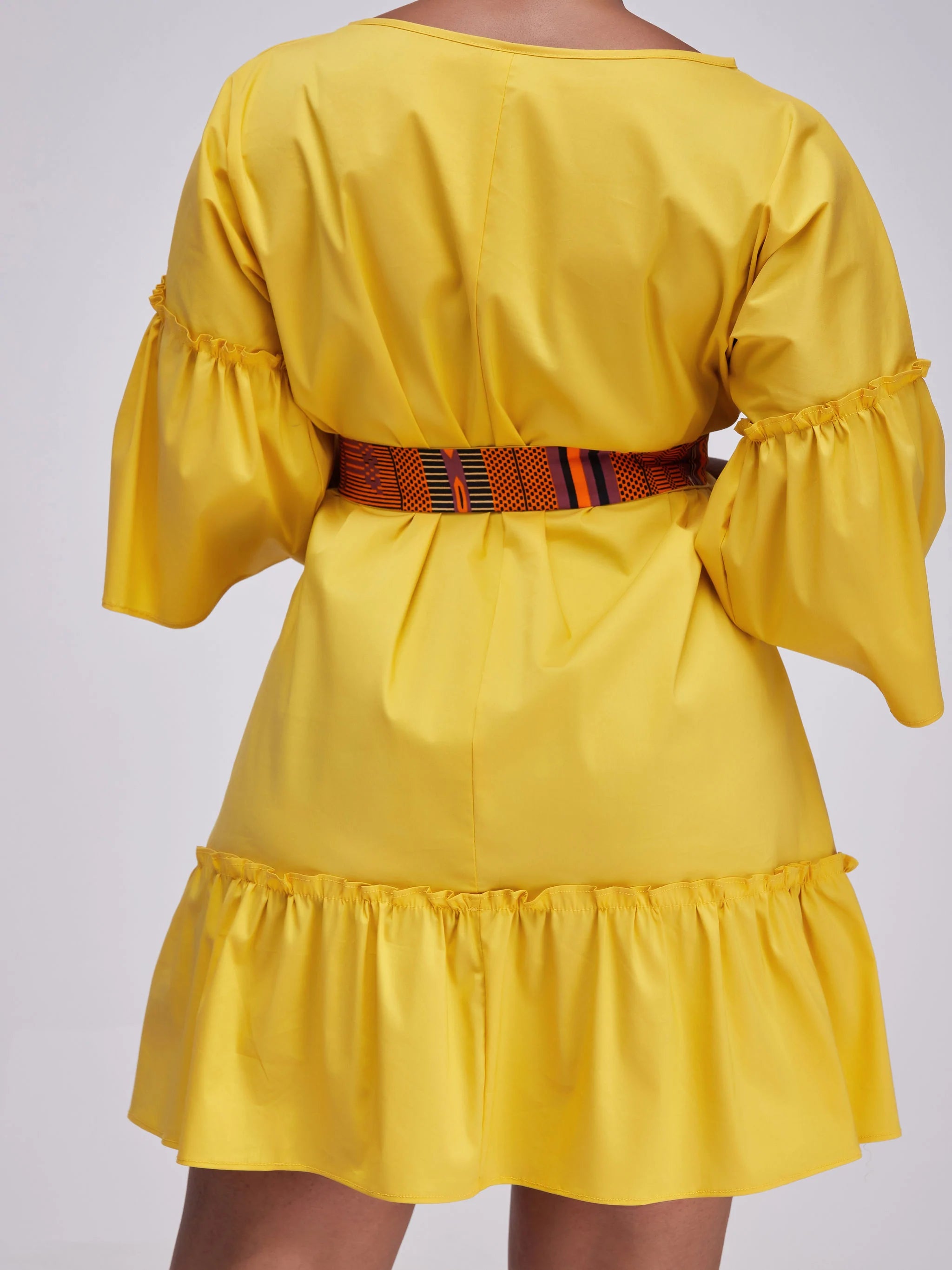 Safari Tawi Flounce Tent Dress - Mustard