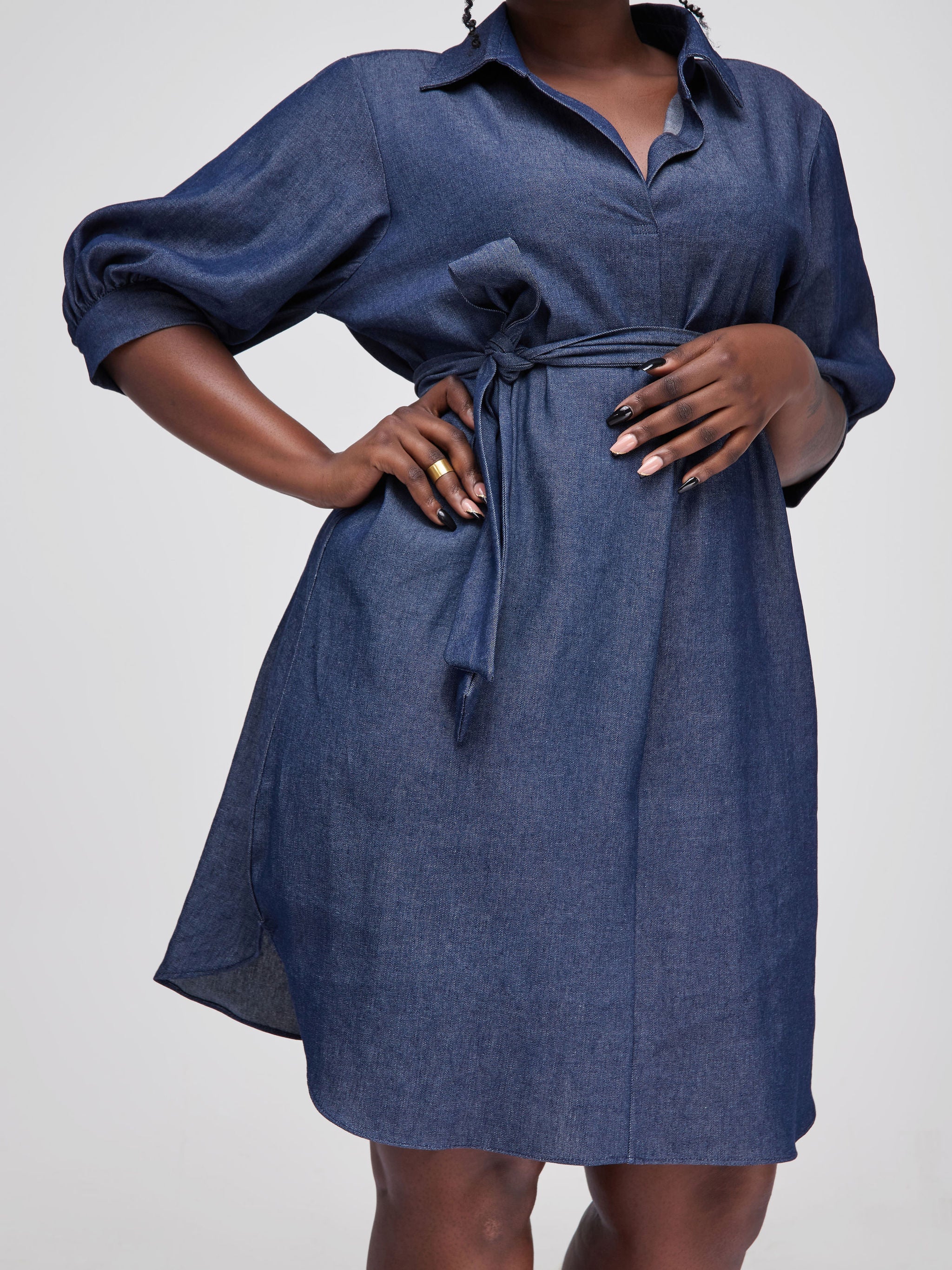 Safari Tawi  Denim Shirt Dress - Midnight Blue