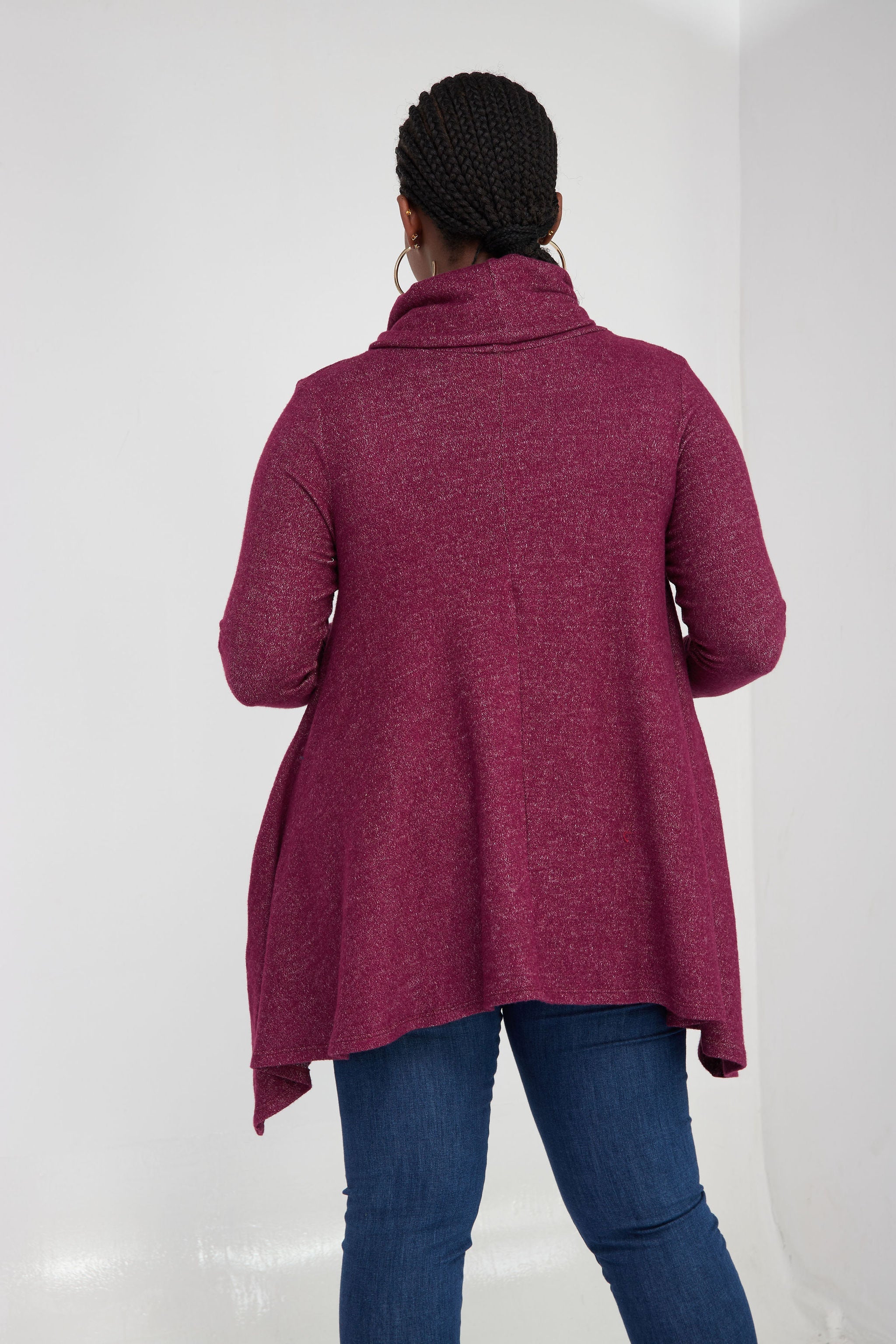 Vivo Neo Imelda Cowl Sweater - Burgundy