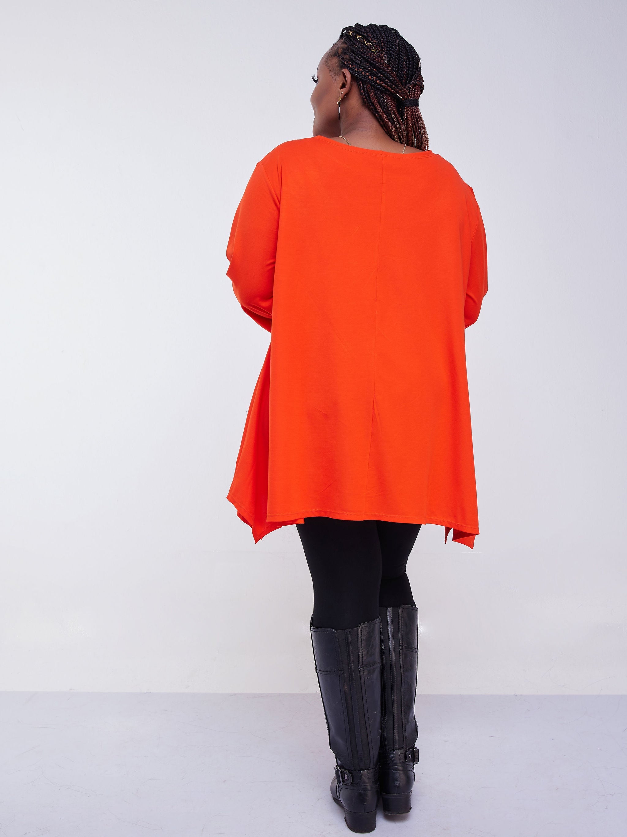 Vivo Jema Long Sleeve Assymetric Top - Orange