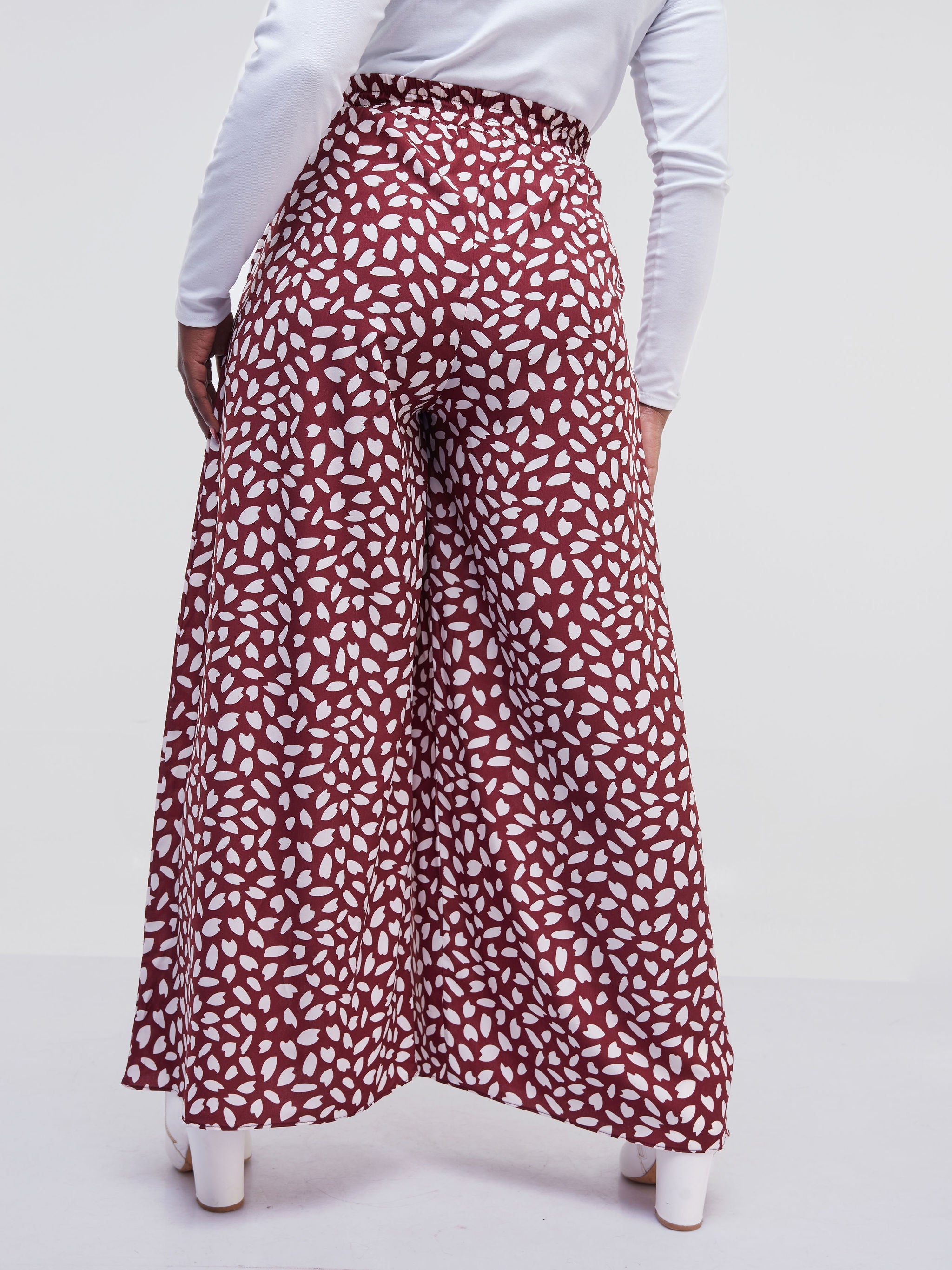 Vivo Jema Palazzo Pants - Maroon Print