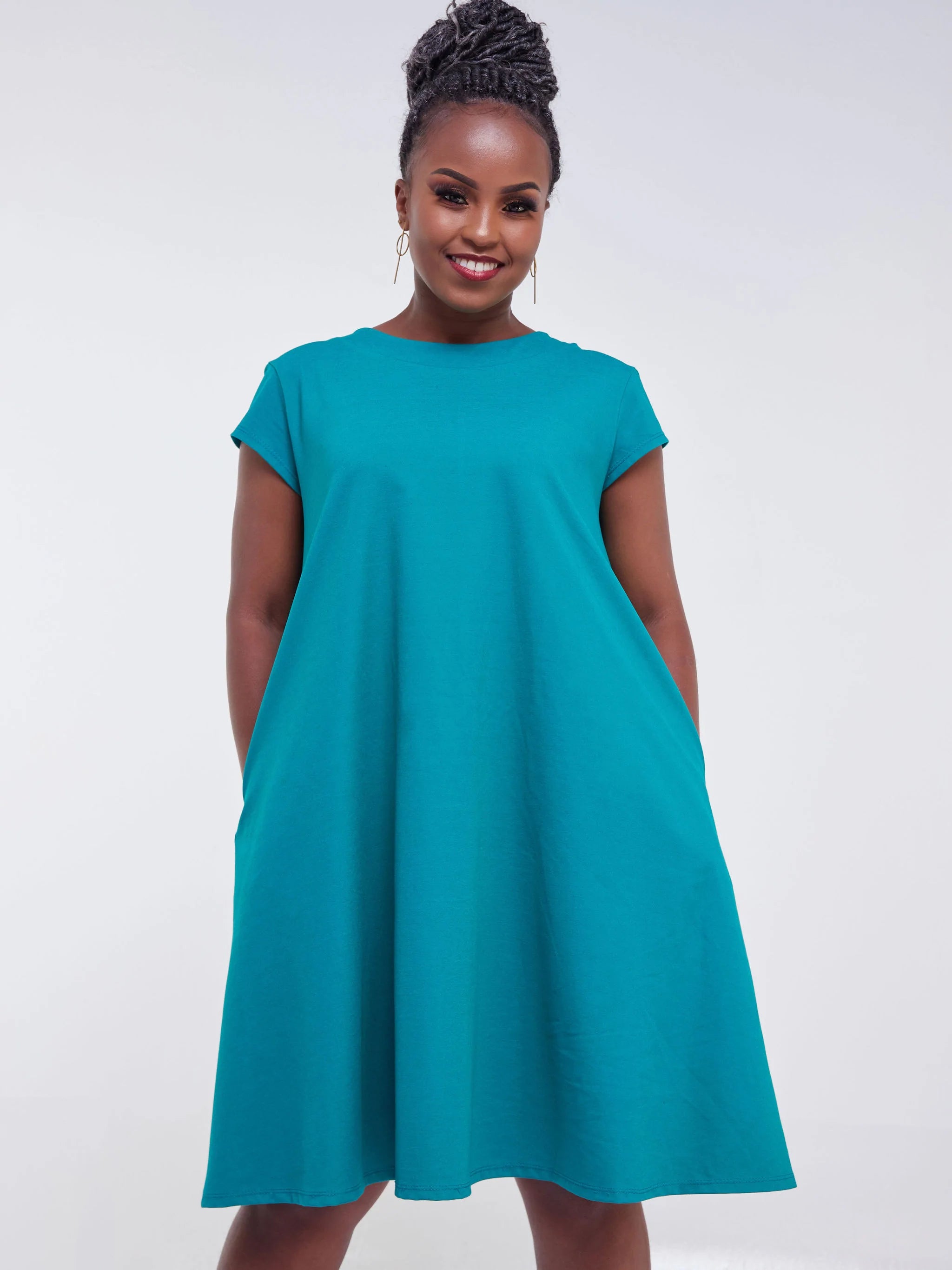 Vivo Jema Cap Sleeve Tent Dress -  Sea Green