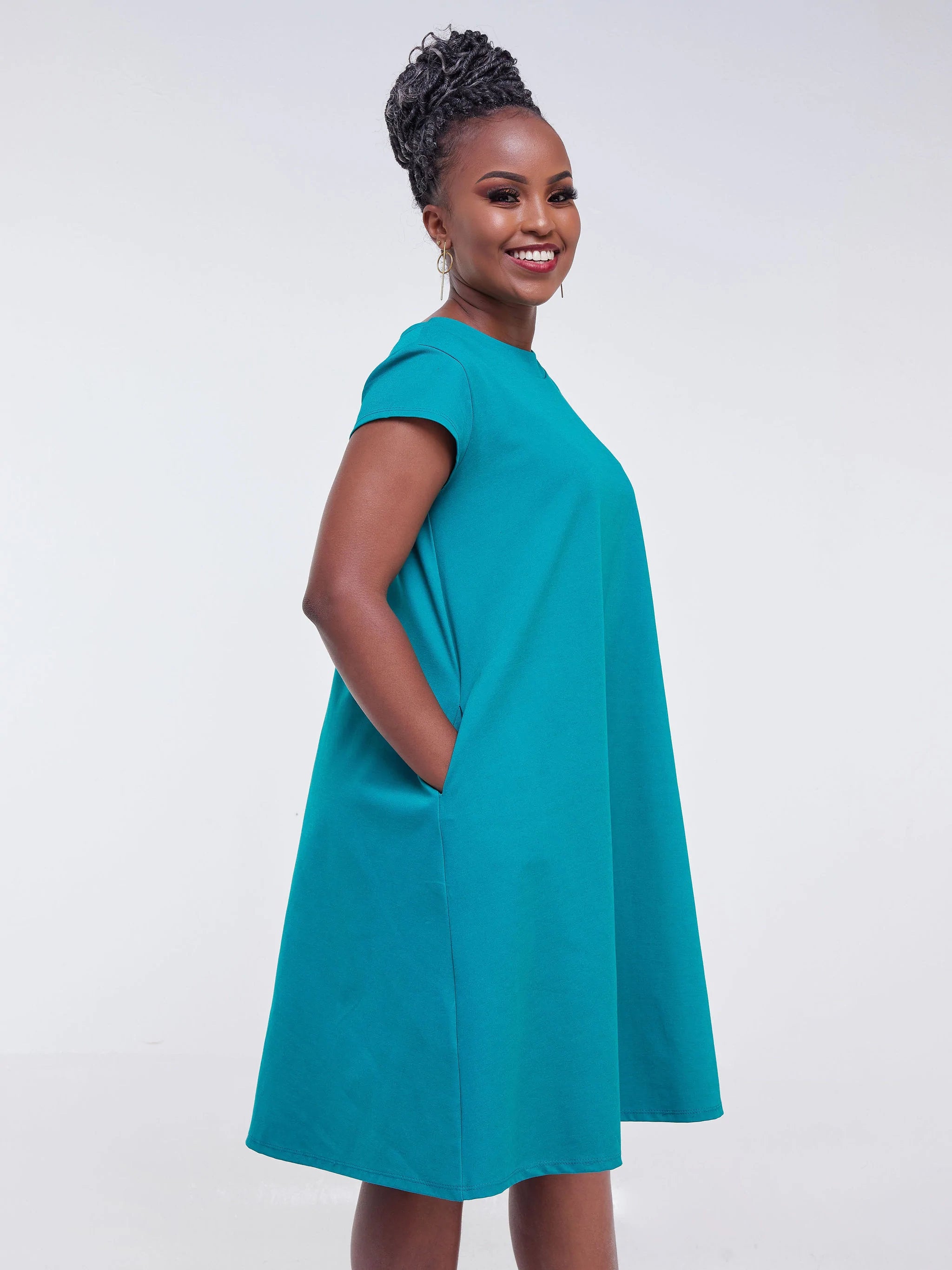 Vivo Jema Cap Sleeve Tent Dress -  Sea Green