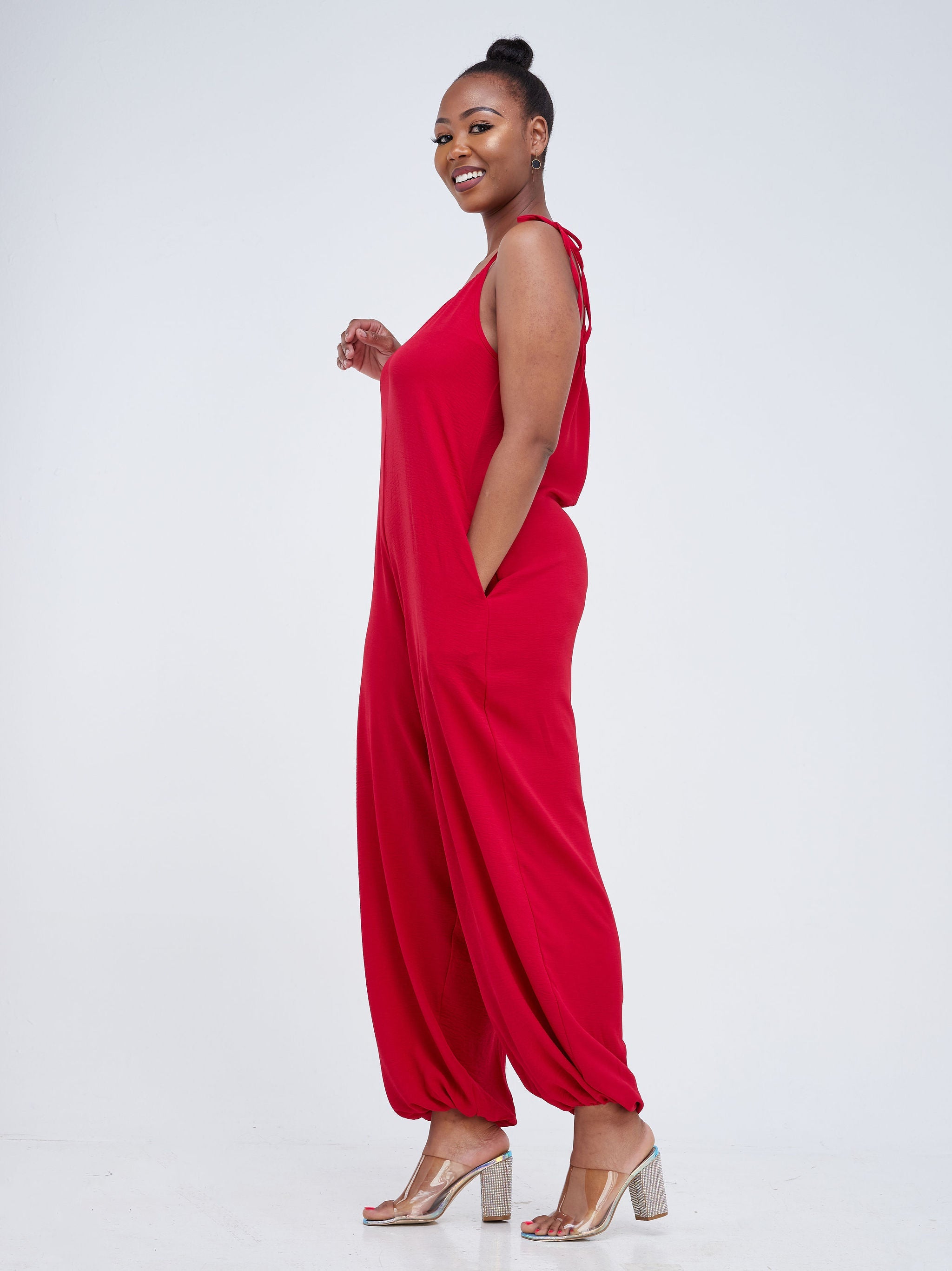 Vivo Dayo Strappy Harem Jumpsuit - Red