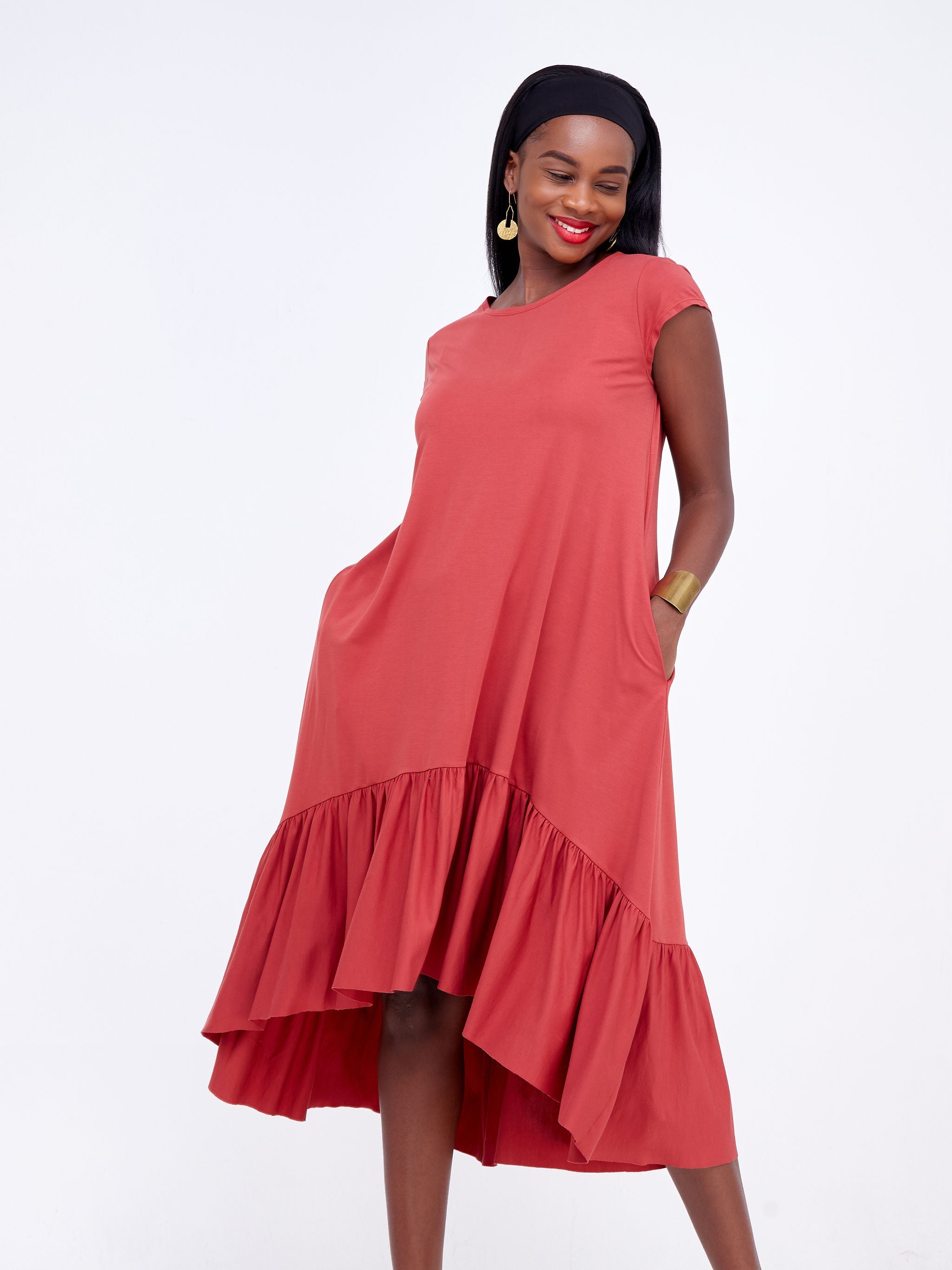 Vivo Lindi High Low Dress - Rust