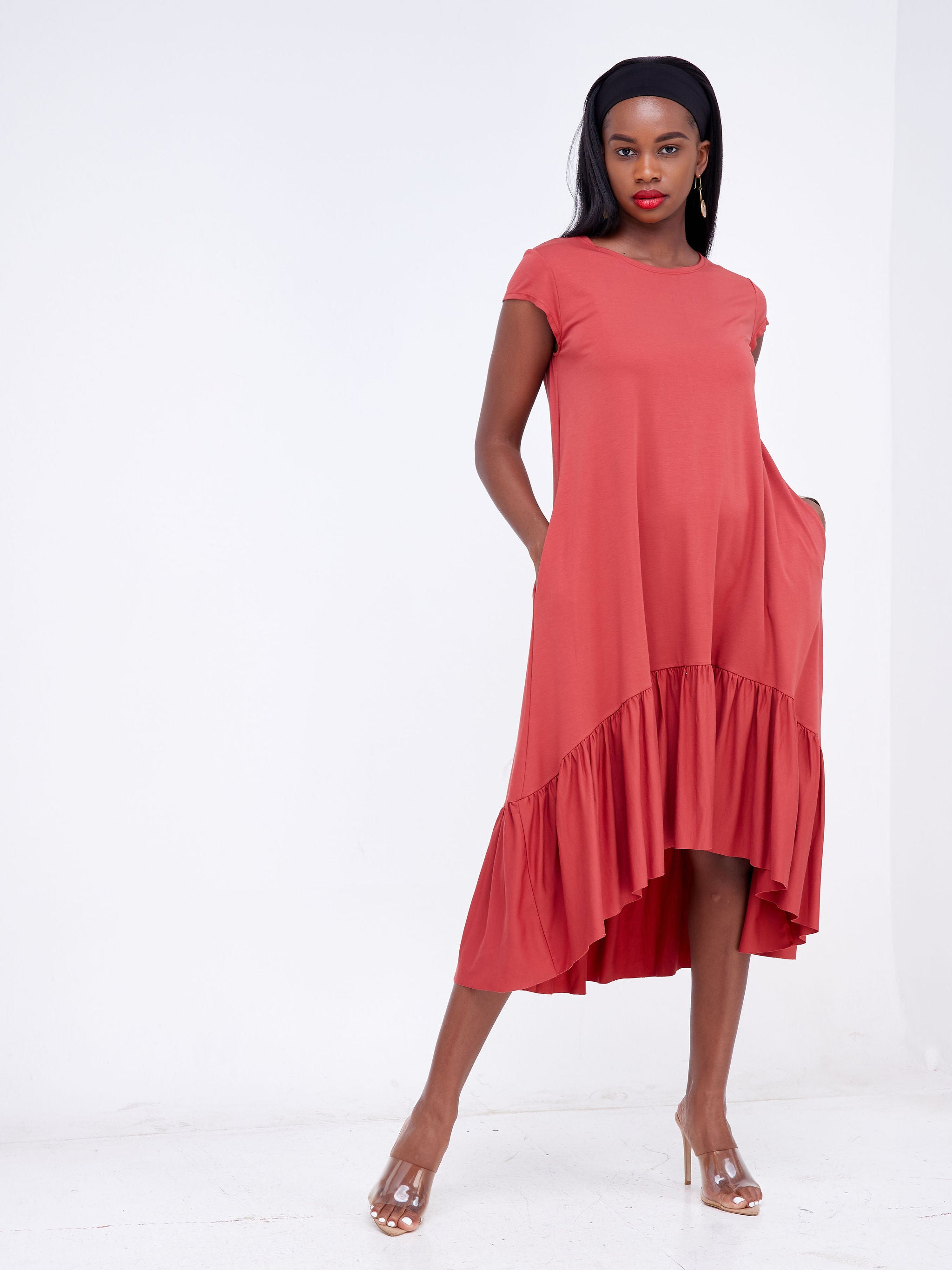 Vivo Lindi High Low Dress - Rust