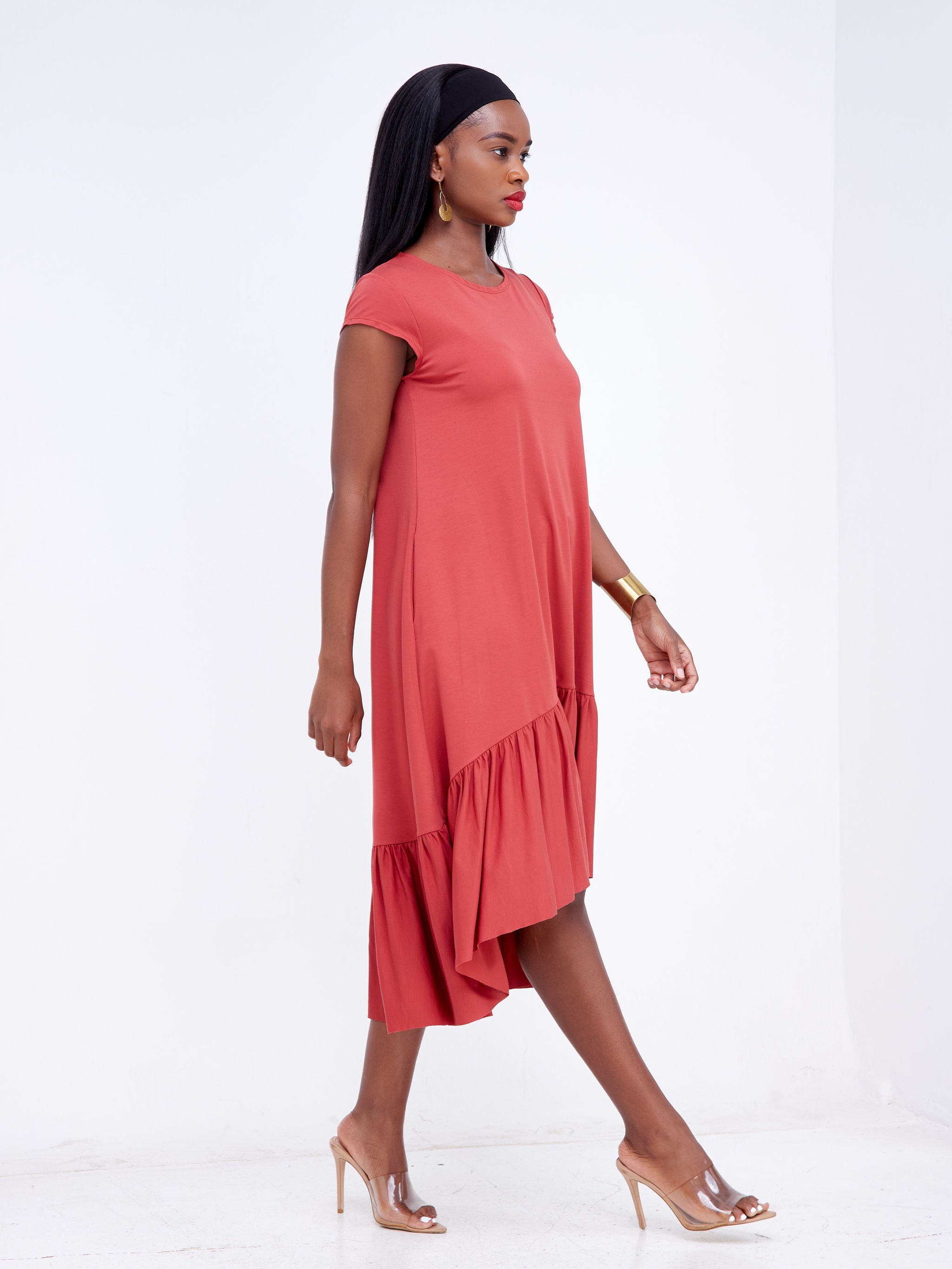 Vivo Lindi High Low Dress - Rust