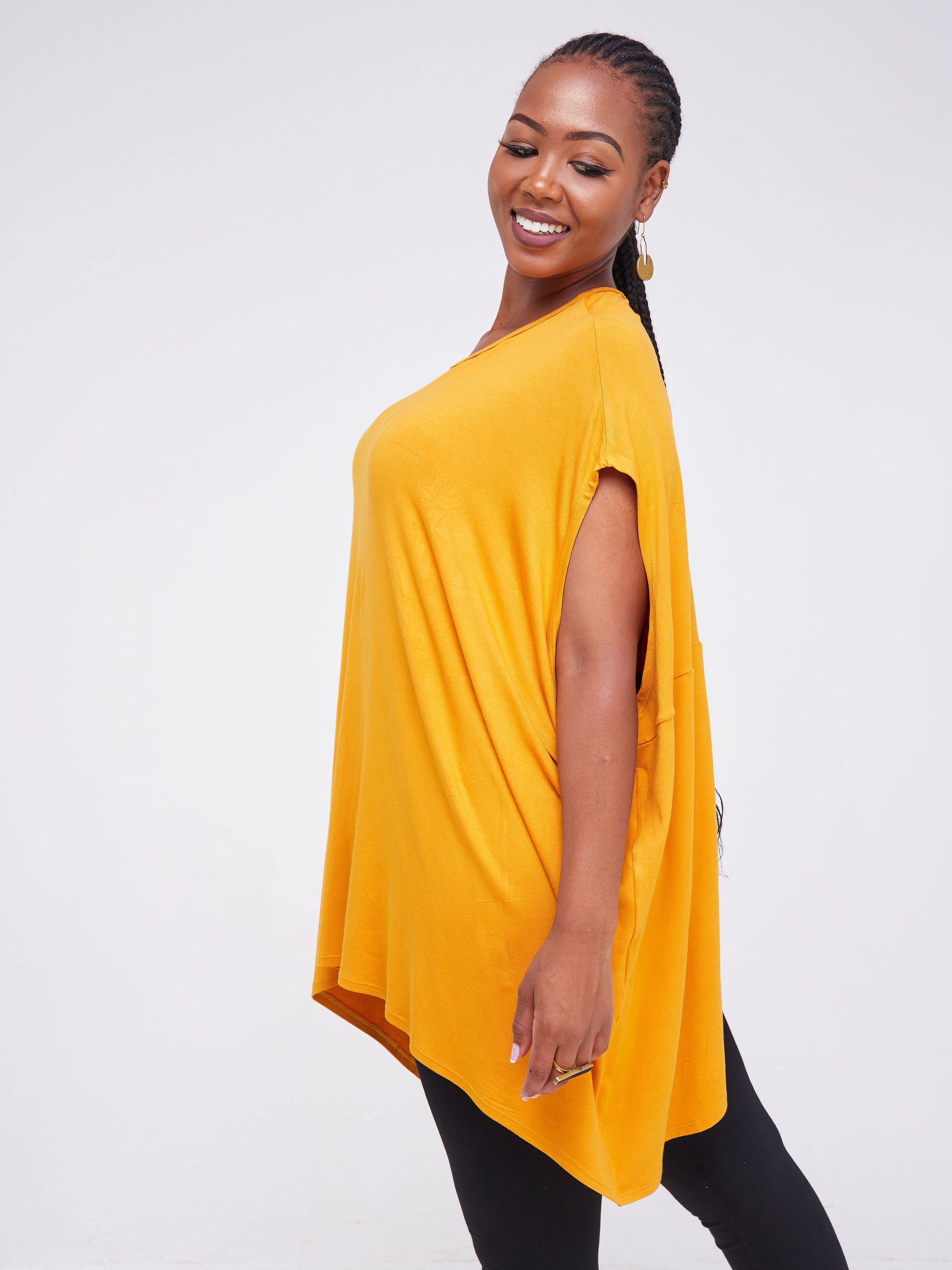Vivo Arusha Wide Drop Shoulder Tunic Top - Mustard