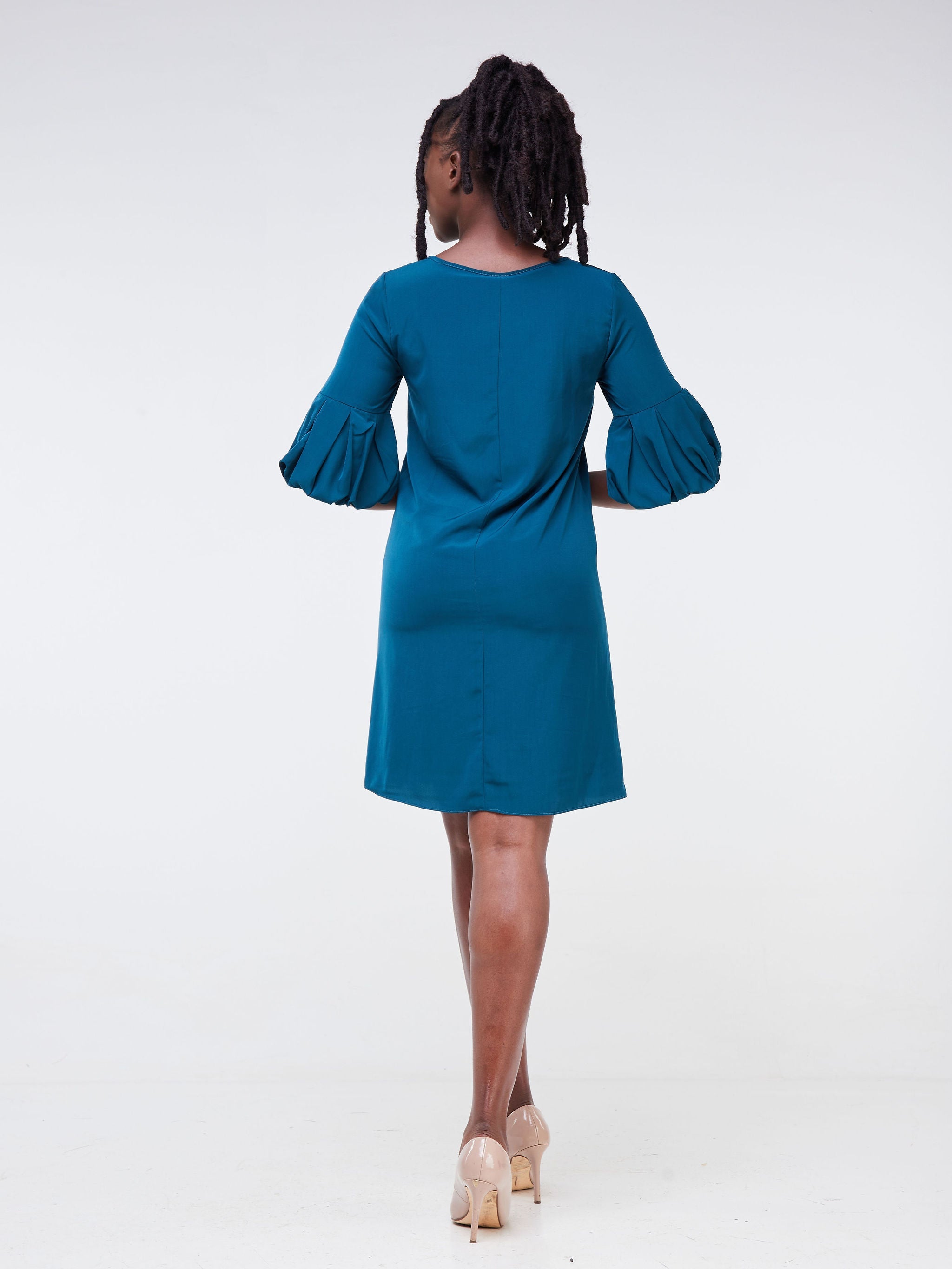 Vivo Puff Sleeve Sheath Dress - Teal