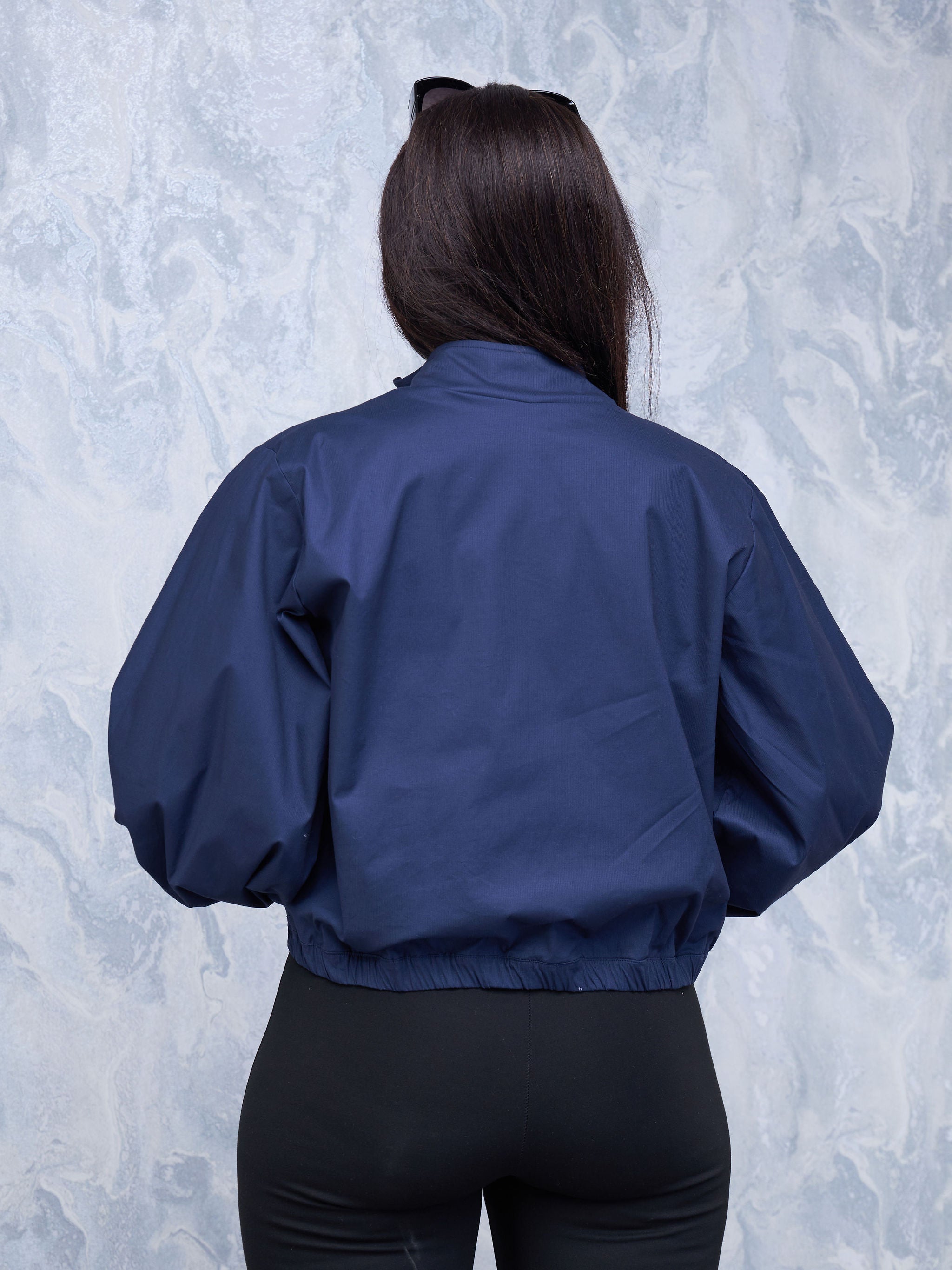 Safari Hawi Trumpet Sleeve Bomber Jacket - Navy Blue