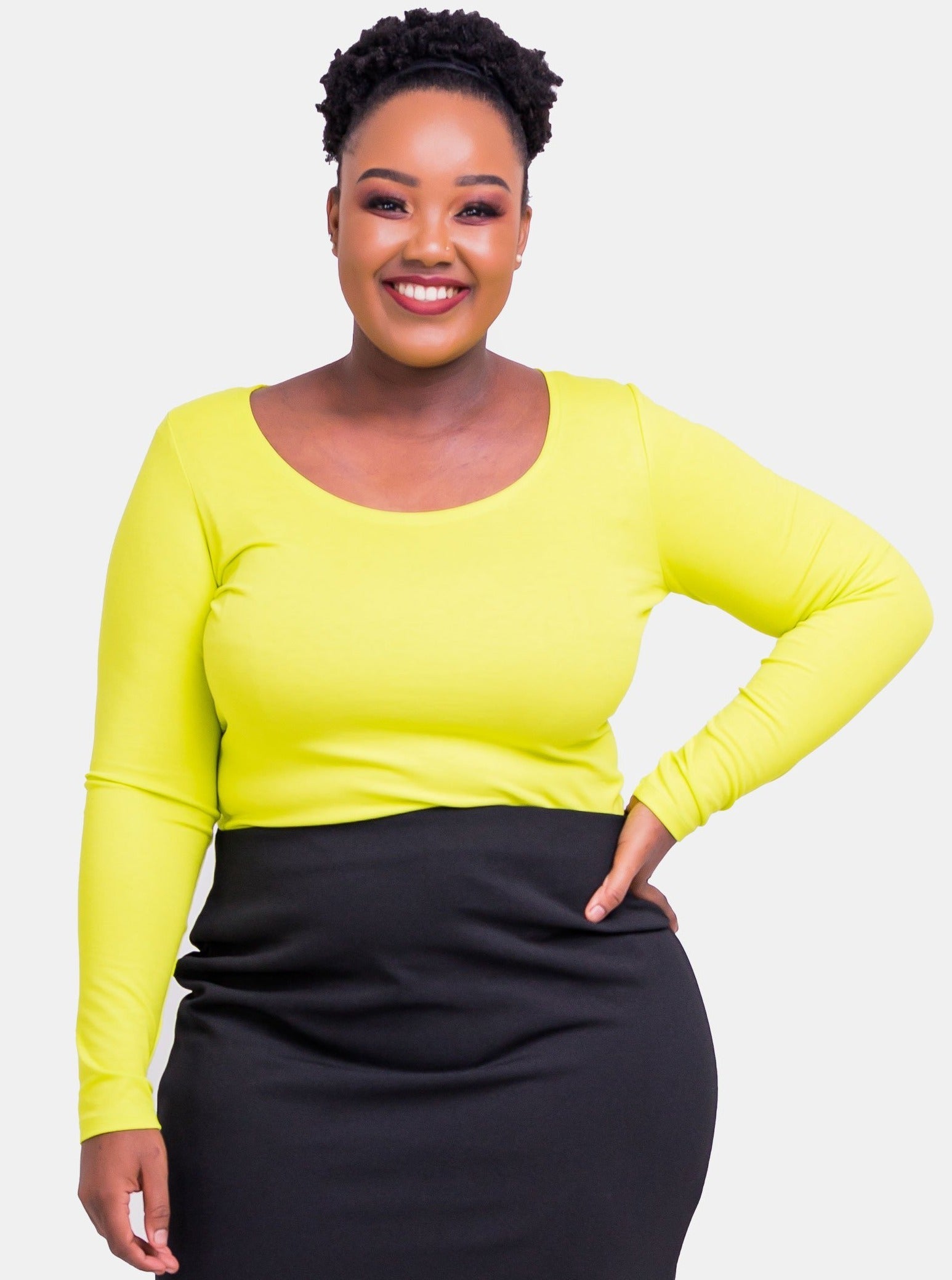 Vivo Basic Long Sleeved Bodysuit - Yellow - Shop Zetu