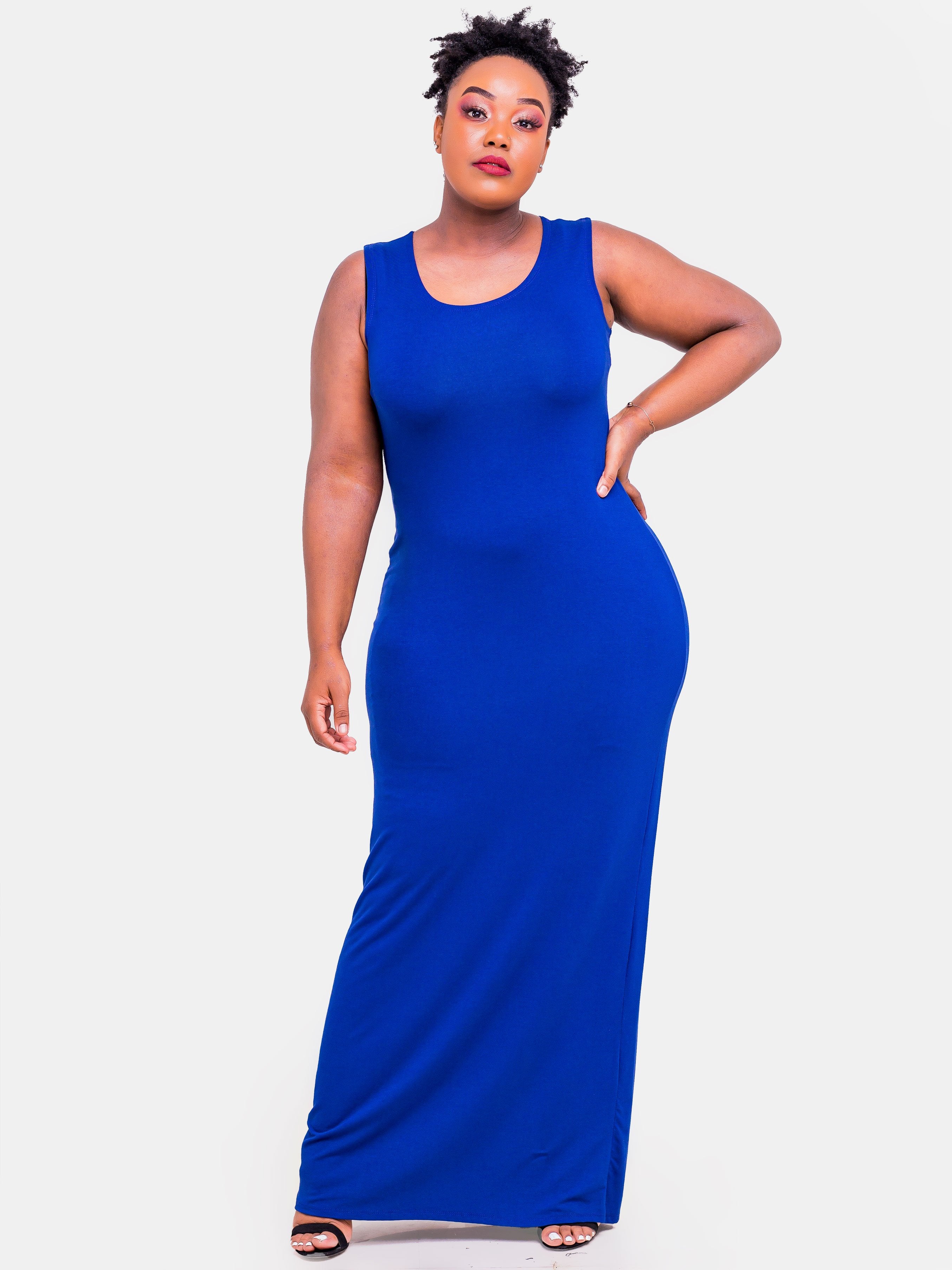 Vivo Basic Straight Maxi Dress - Royal Blue - Shop Zetu