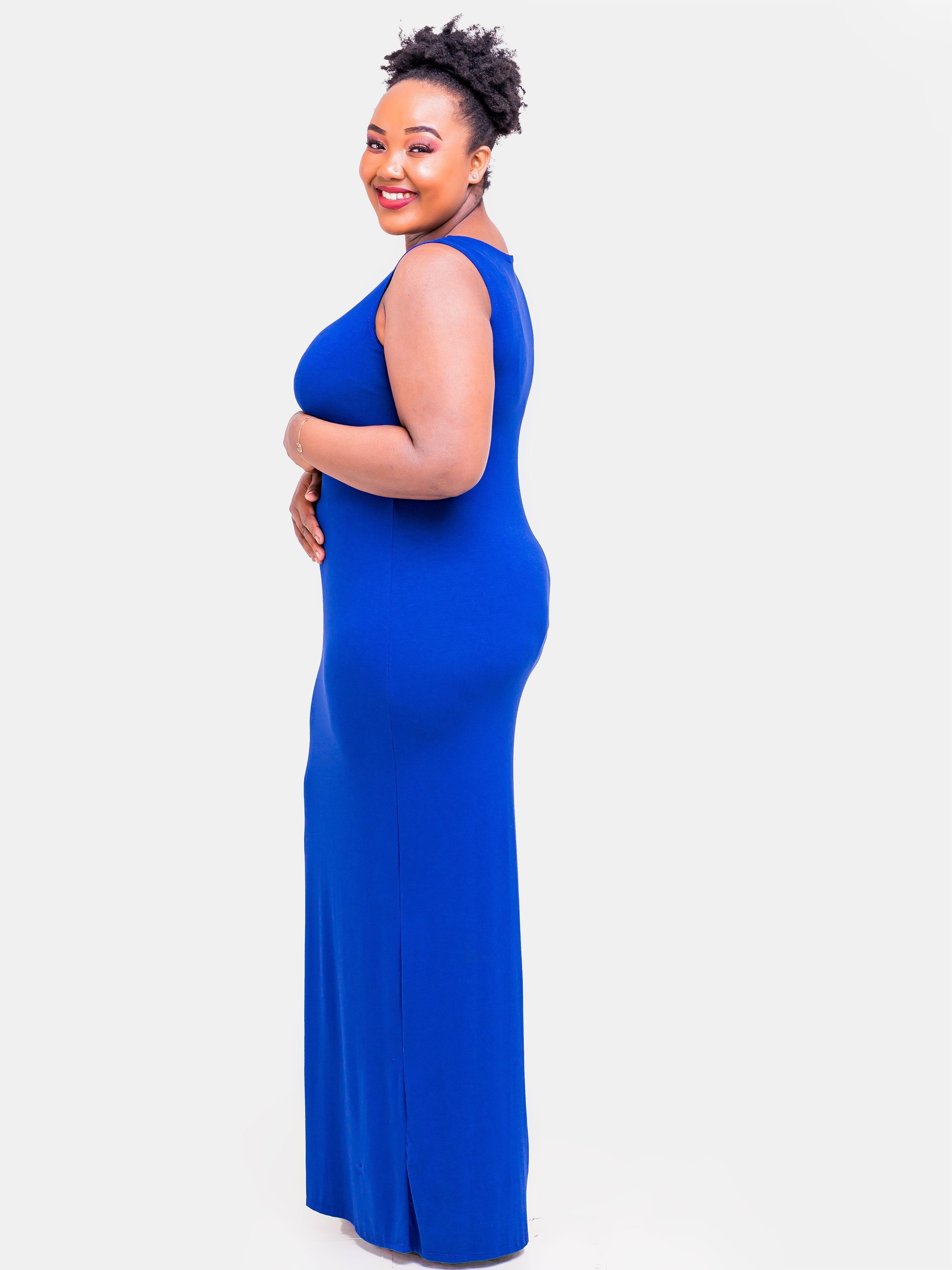 Vivo Basic Straight Maxi Dress - Royal Blue - Shop Zetu