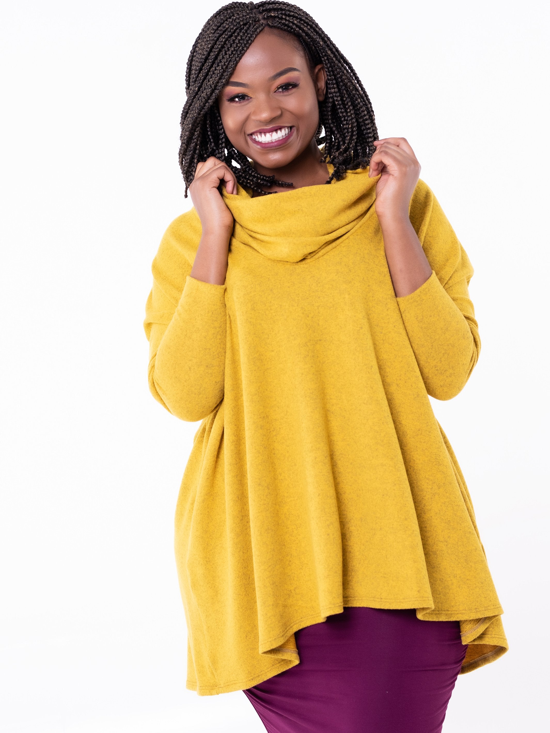 Vivo Cowl Hoodie - Mustard - Shop Zetu