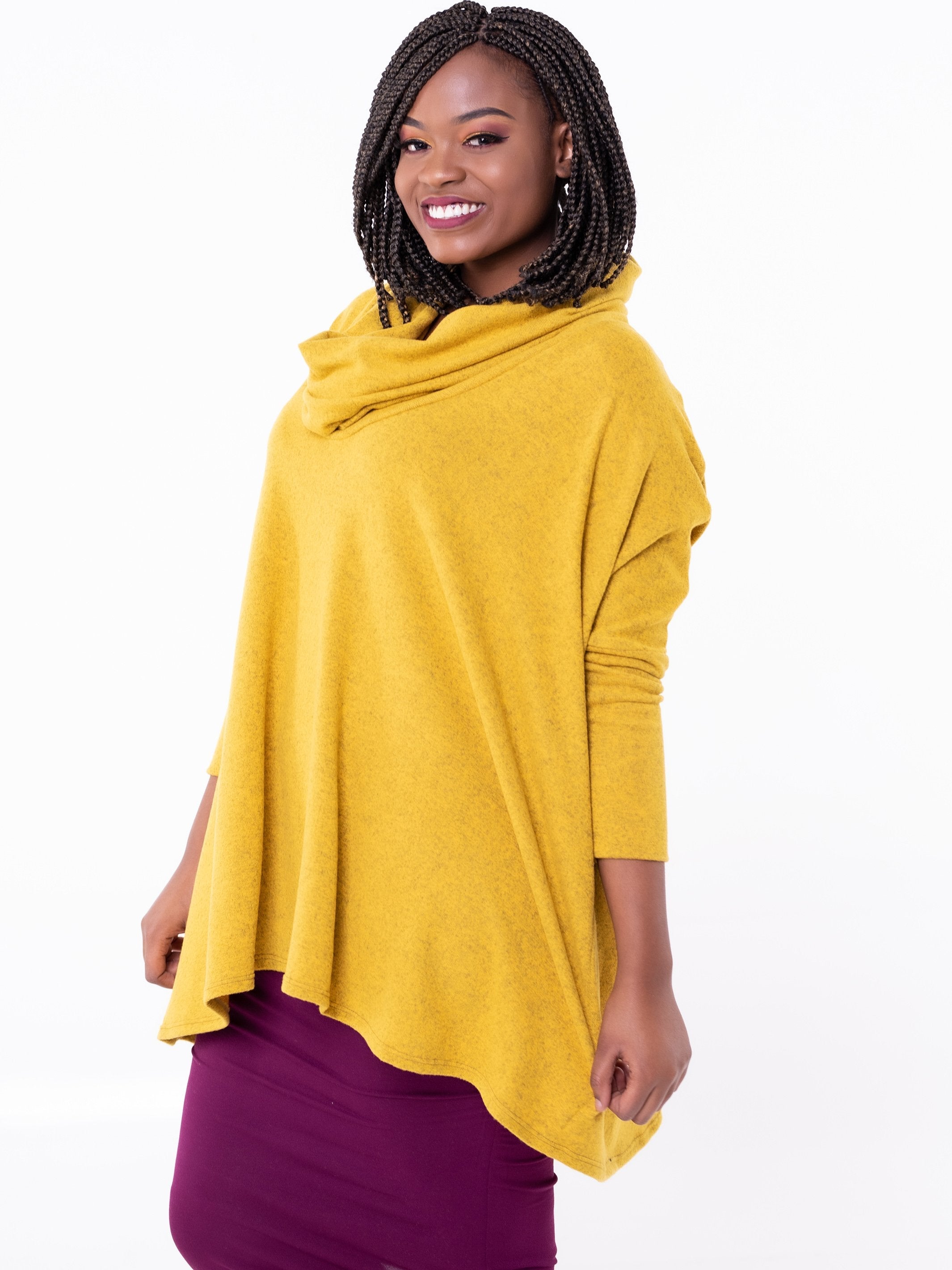 Vivo Cowl Hoodie - Mustard - Shop Zetu