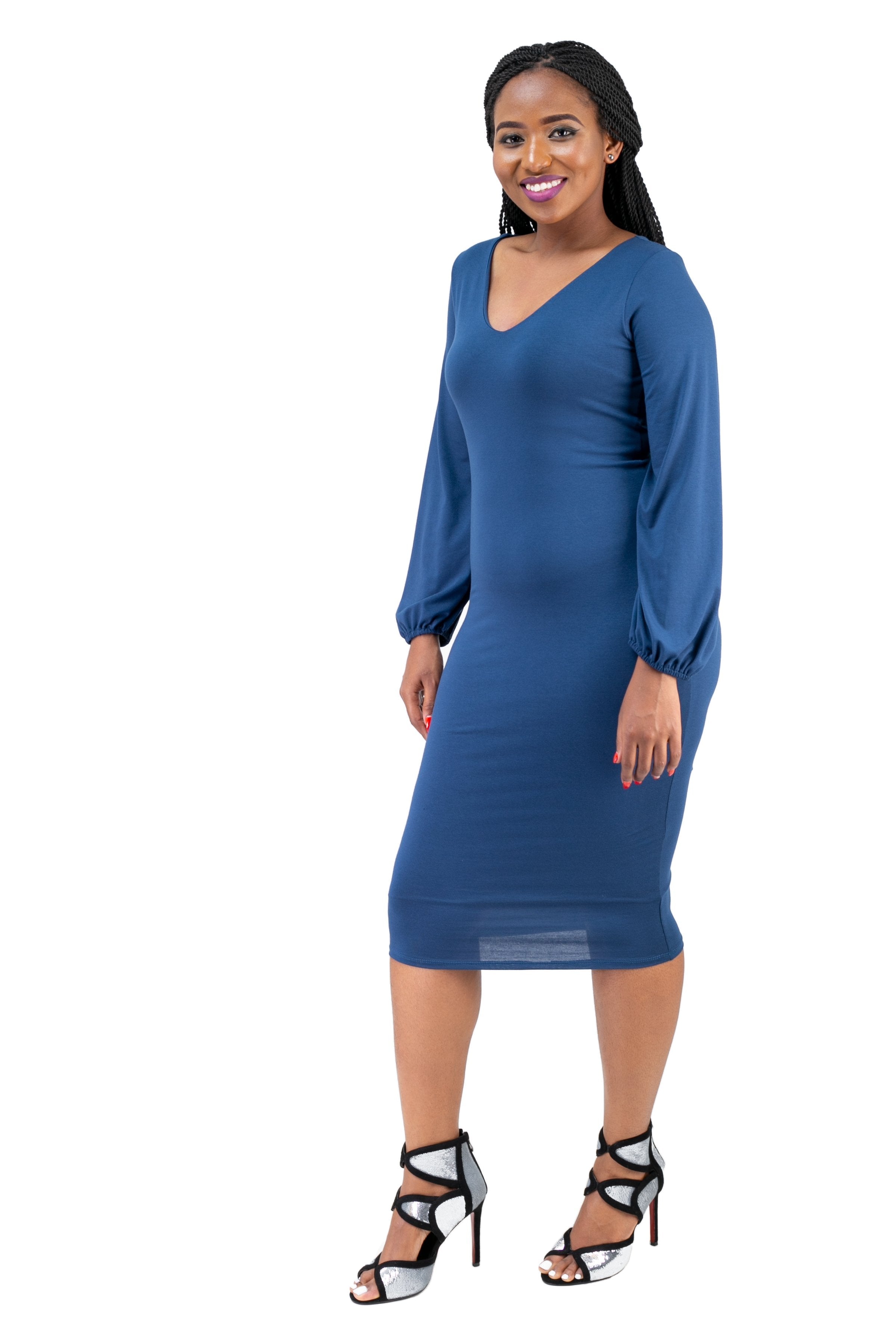 Vivo Nova Sheath Dress - Navy Blue - Shop Zetu