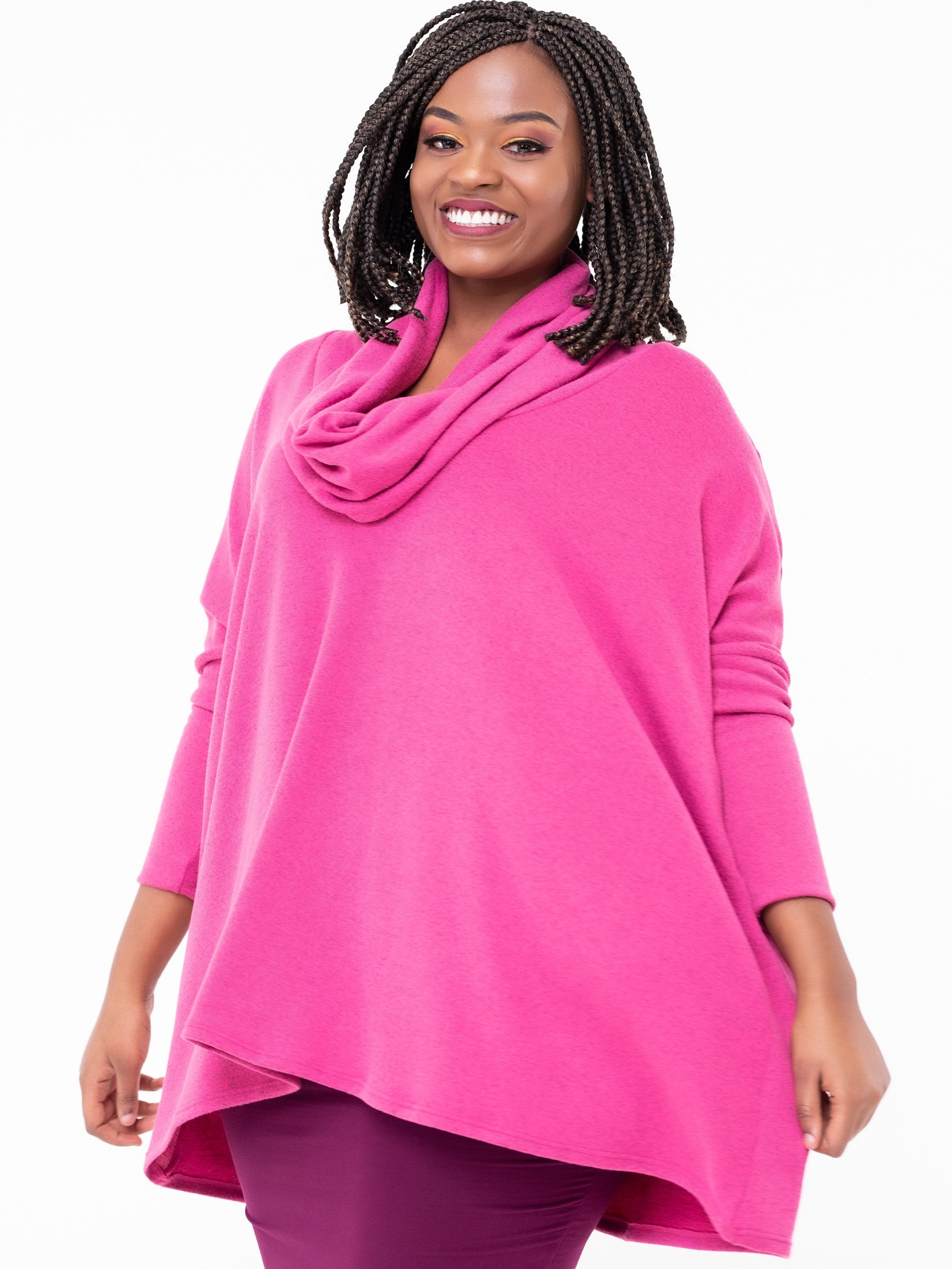 Vivo Cowl Hoodie - Fuschia - Shop Zetu