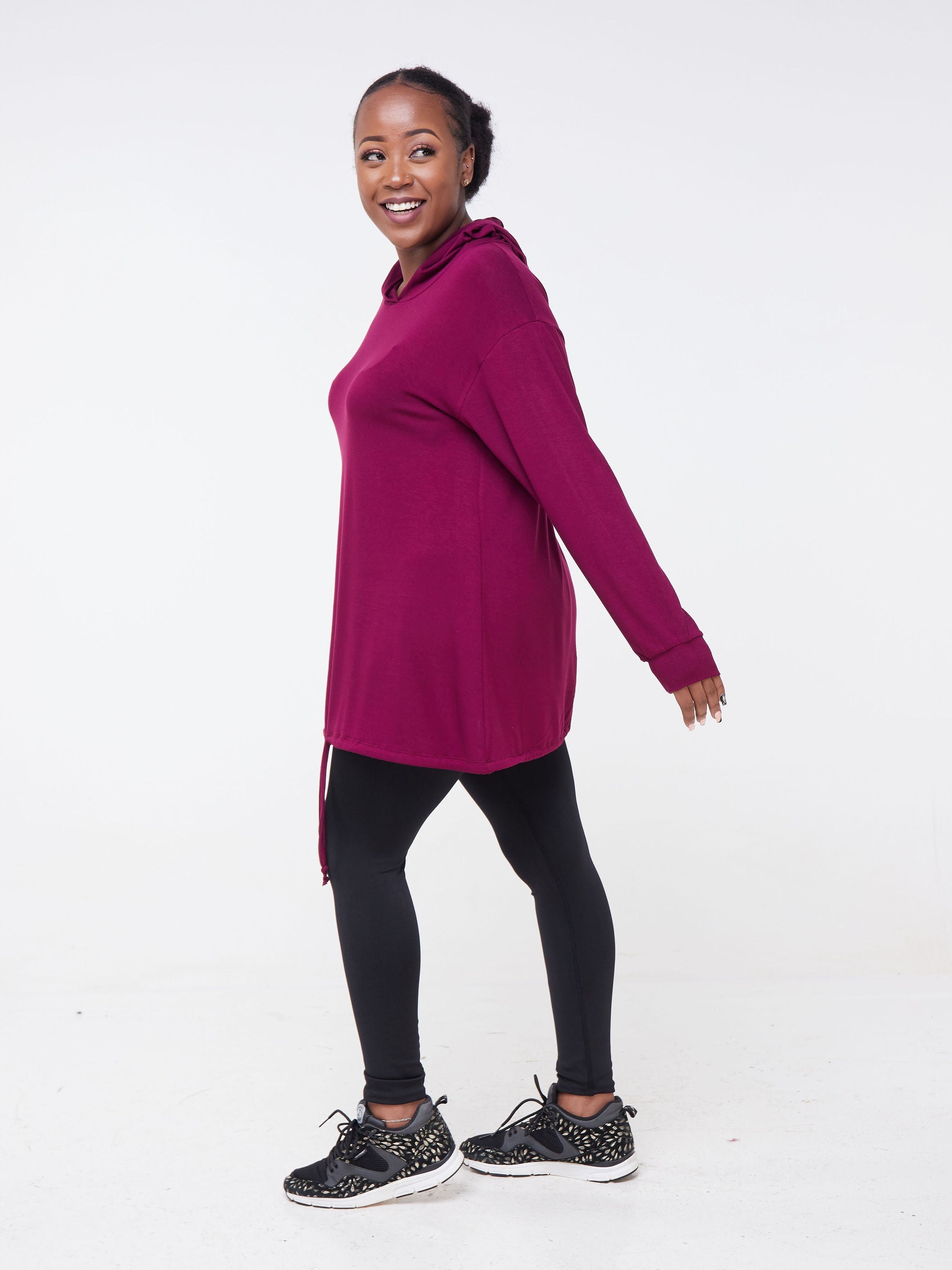 Vivo Fitness Hoodie Tunic  - Burgundy