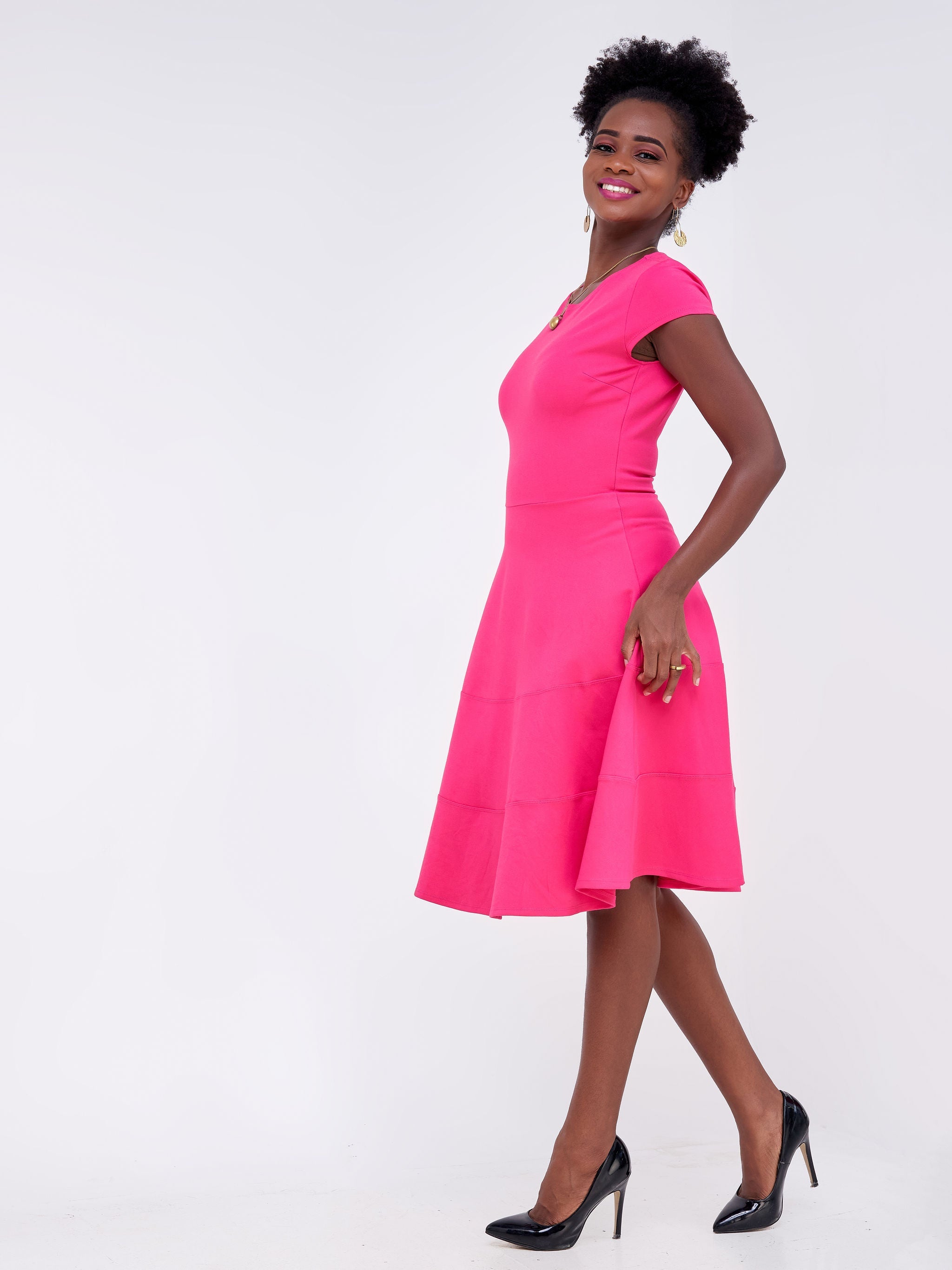 Vivo Basic Waridi A-Line Dress - Pink