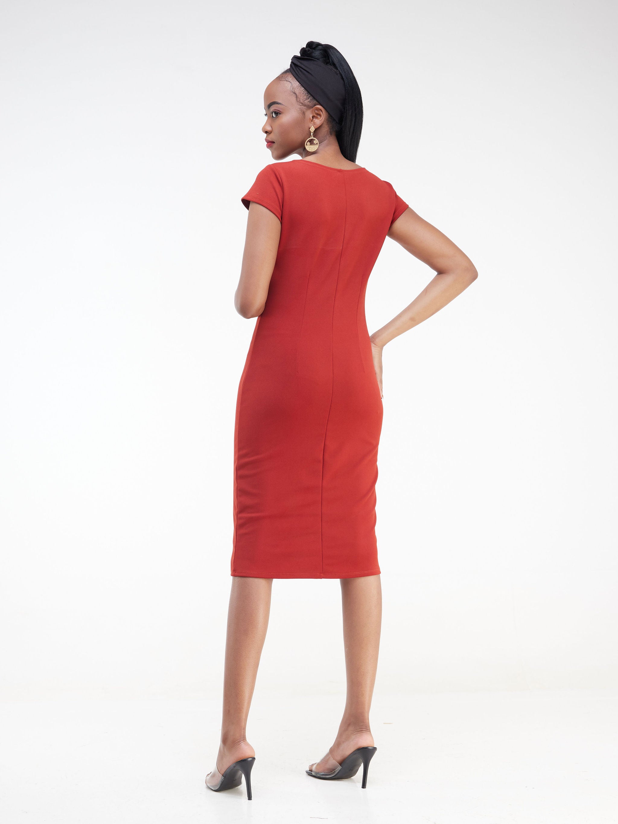 Vivo Imara Cap Sleeve Sheath Dress - Rust