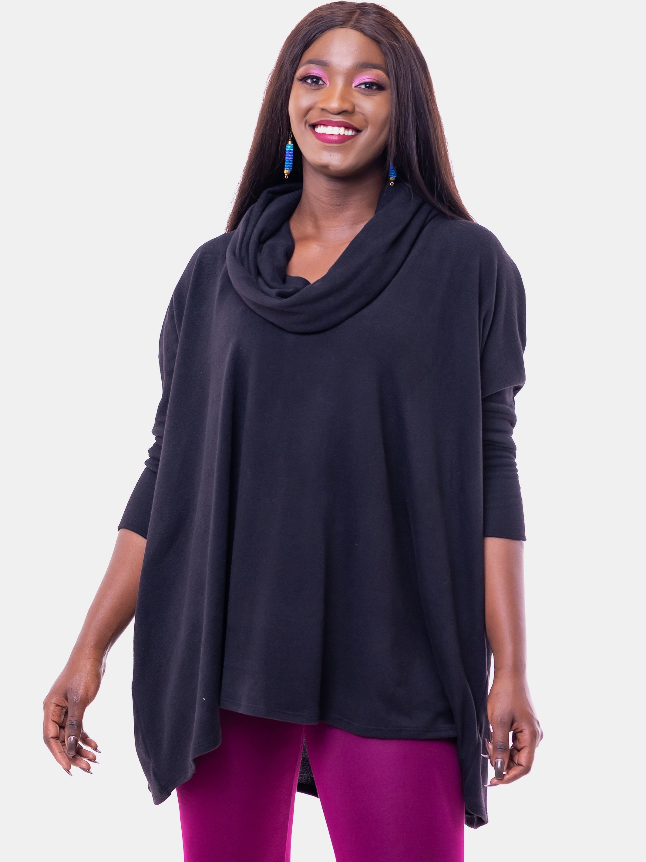 Vivo Basic Cowl Hoodie - Black