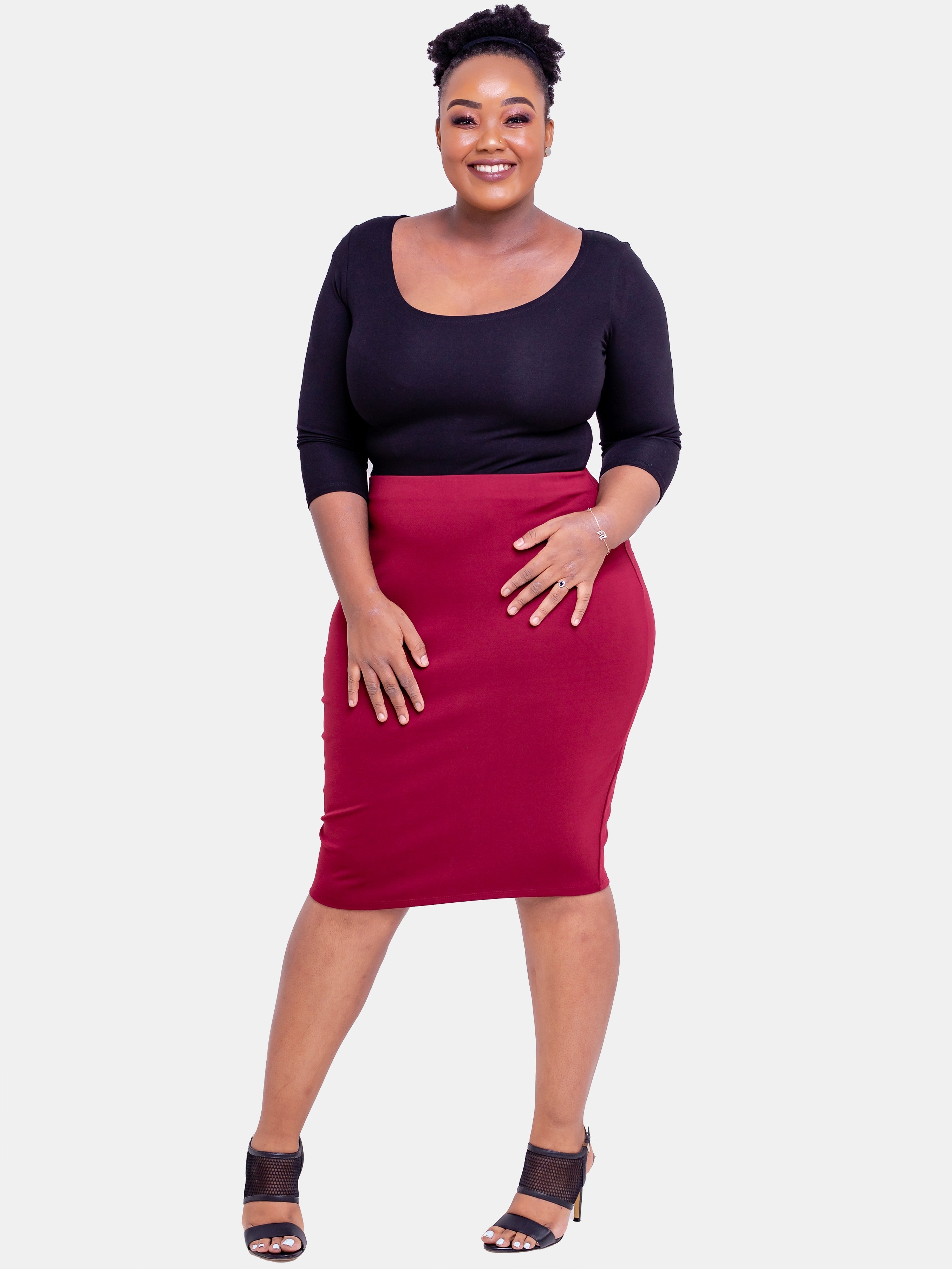 Vivo Basic Pencil Skirt - Maroon