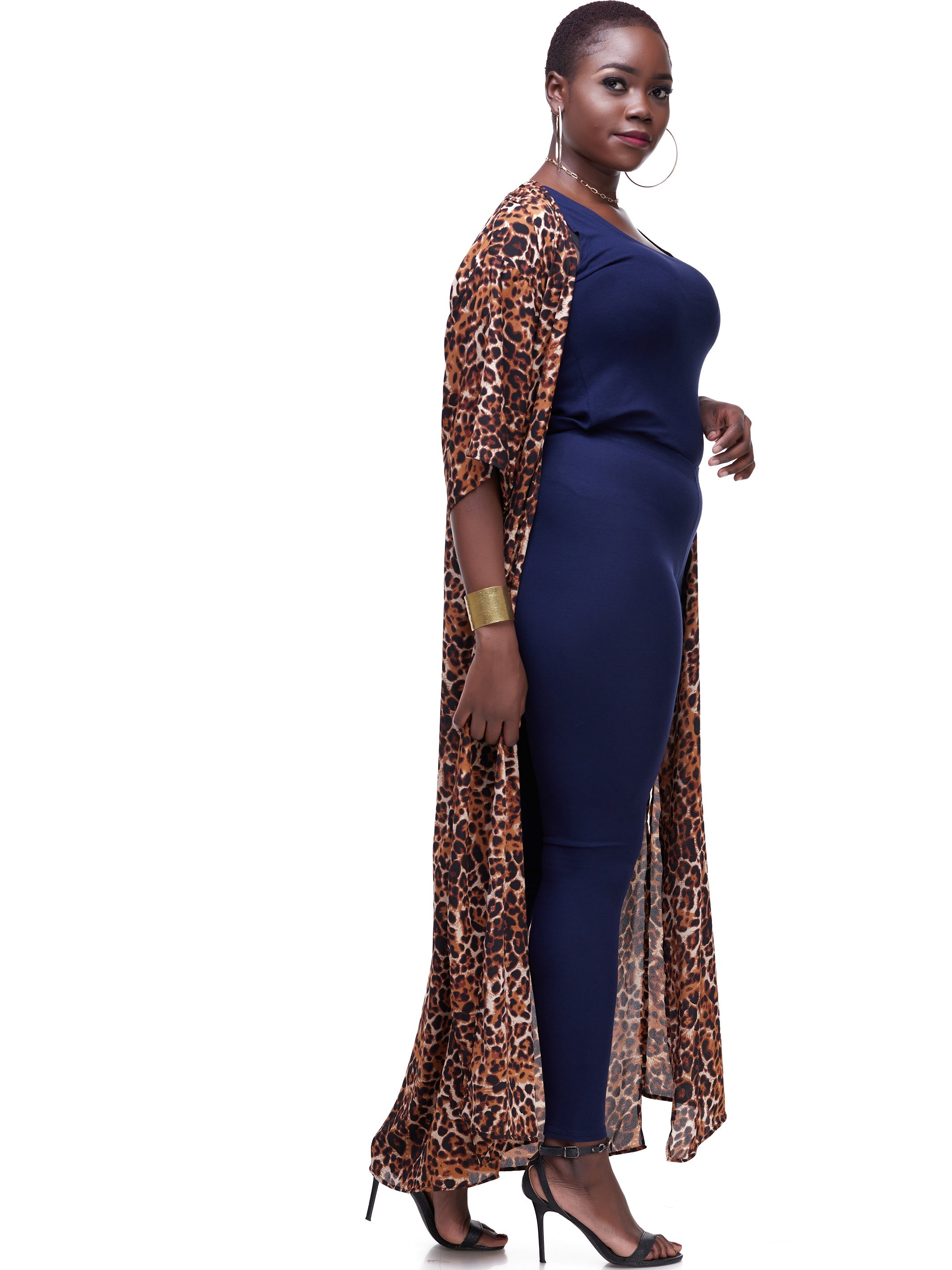 Vivo Basic Nandi A-Line Kimono - Brown Cheetah Print