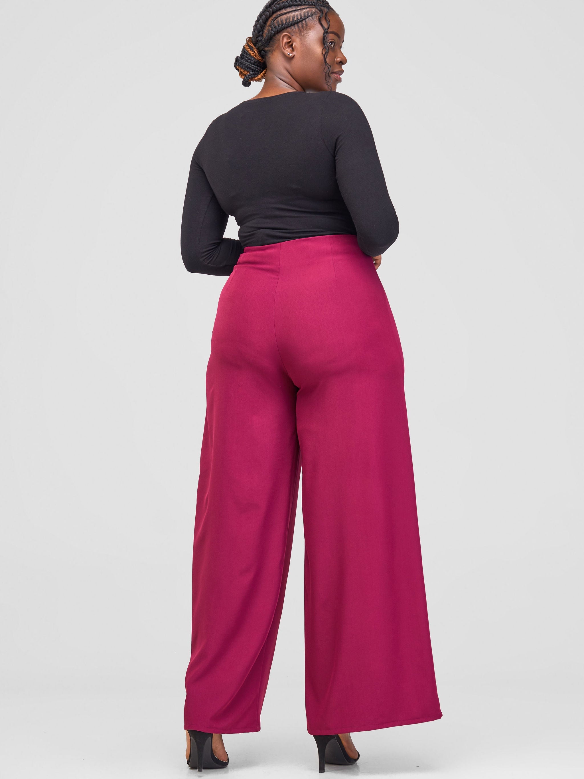 Vivo Ajani Wide Leg Pants - Burgundy