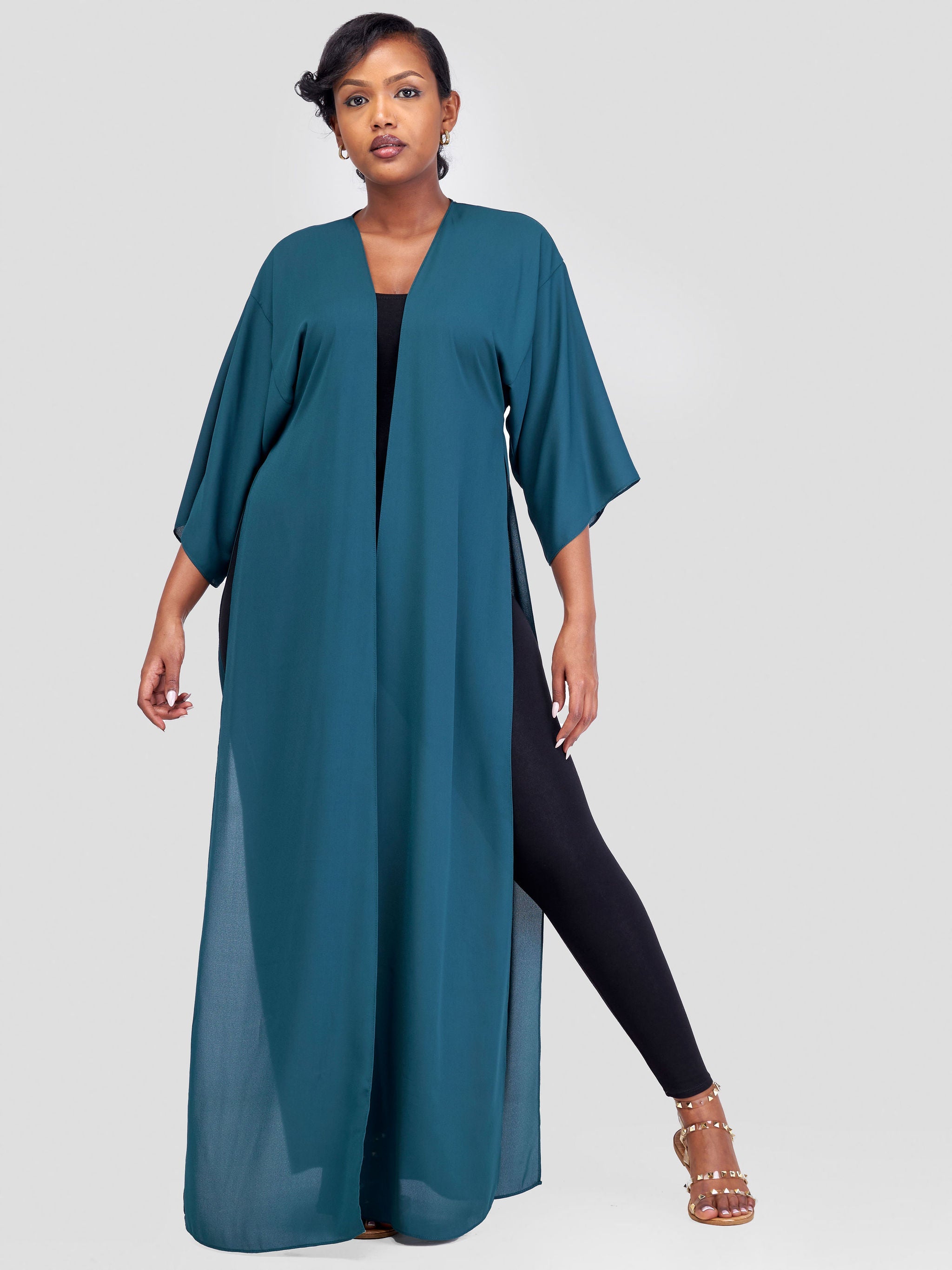 Vivo Basic Nandi High Slit Kimono -Dark Green