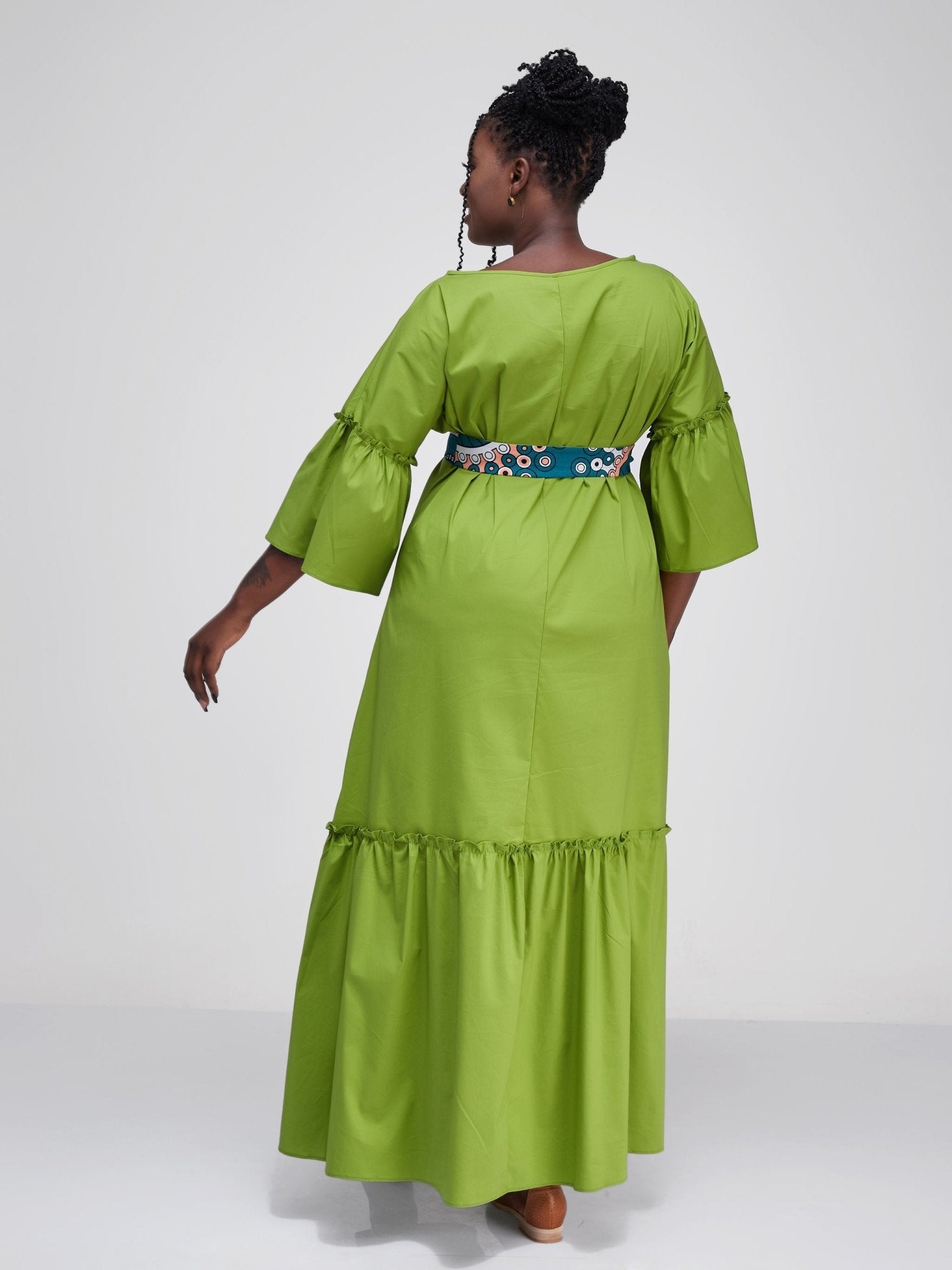 Safari Tawi Flounce Maxi Dress - Olive - Shop Zetu Kenya