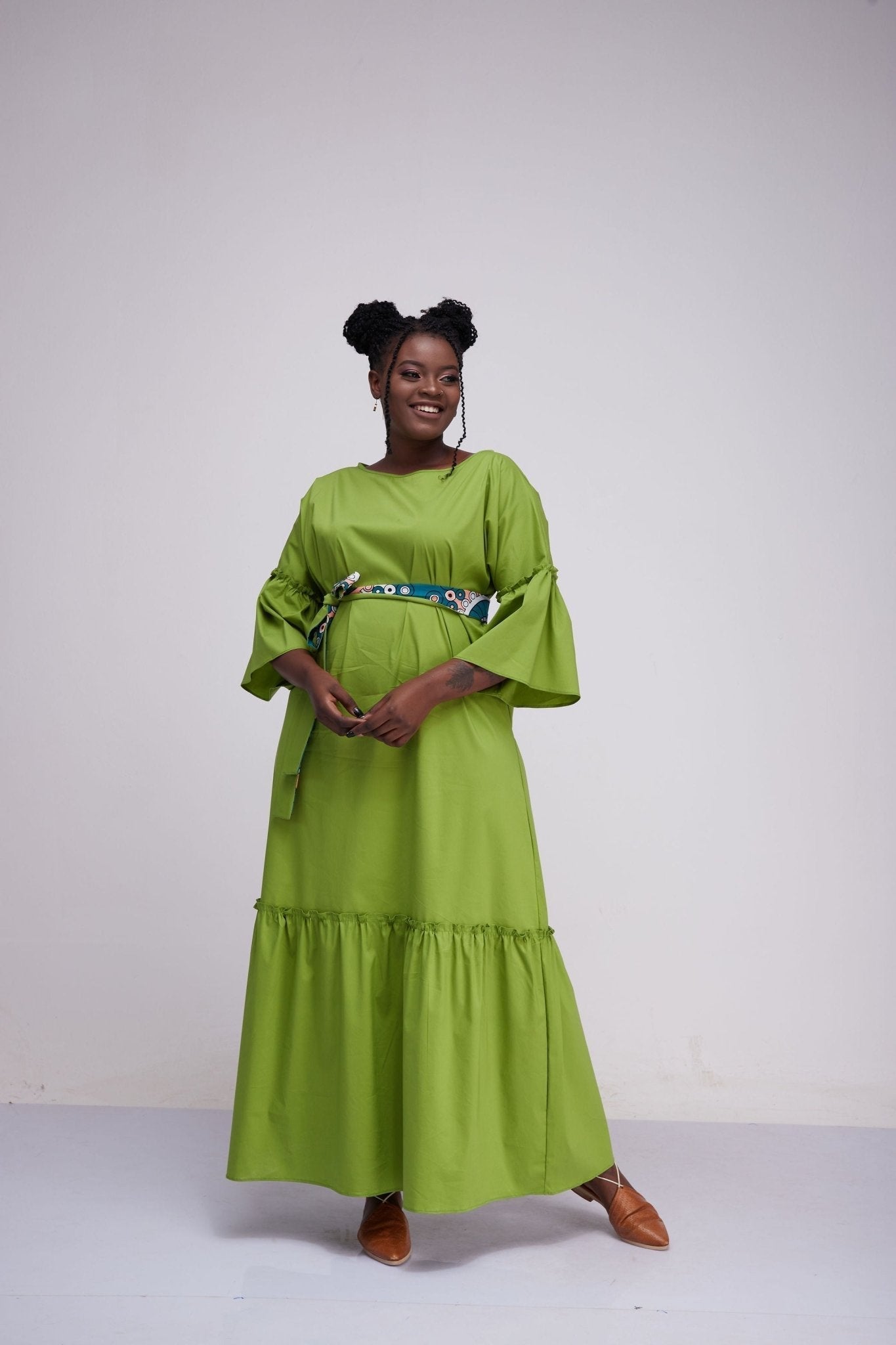 Safari Tawi Flounce Maxi Dress - Olive - Shop Zetu Kenya