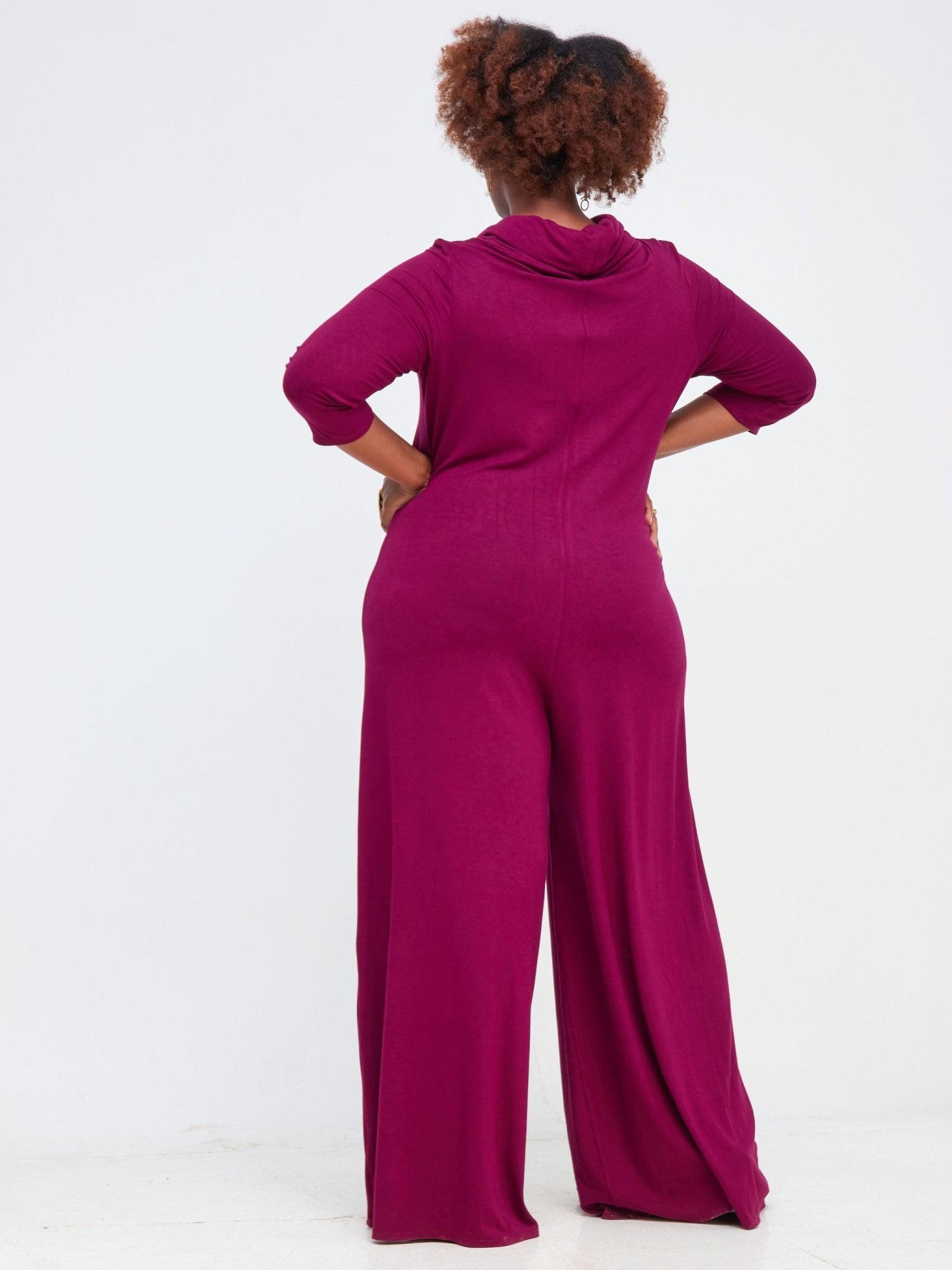 Vivo Basic Cowl Jumpsuit - Burgundy - Shop Zetu Kenya