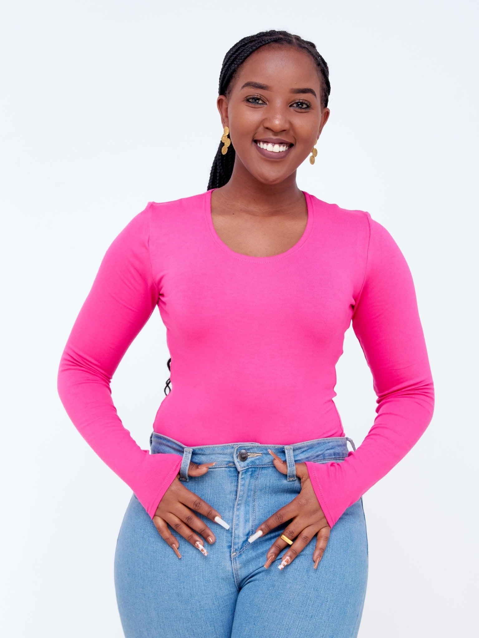 Vivo Basic Long Sleeved Bodysuit - Pink - Shop Zetu Kenya