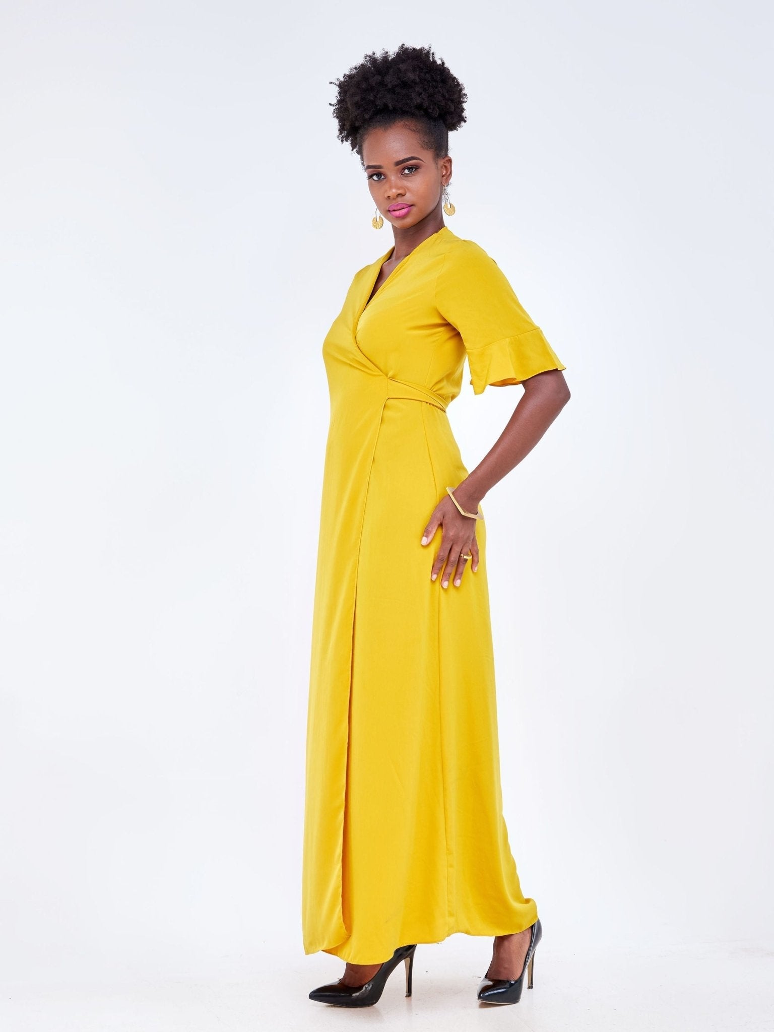 Vivo Luna Wrap Maxi Dress - Mustard - Shop Zetu Kenya