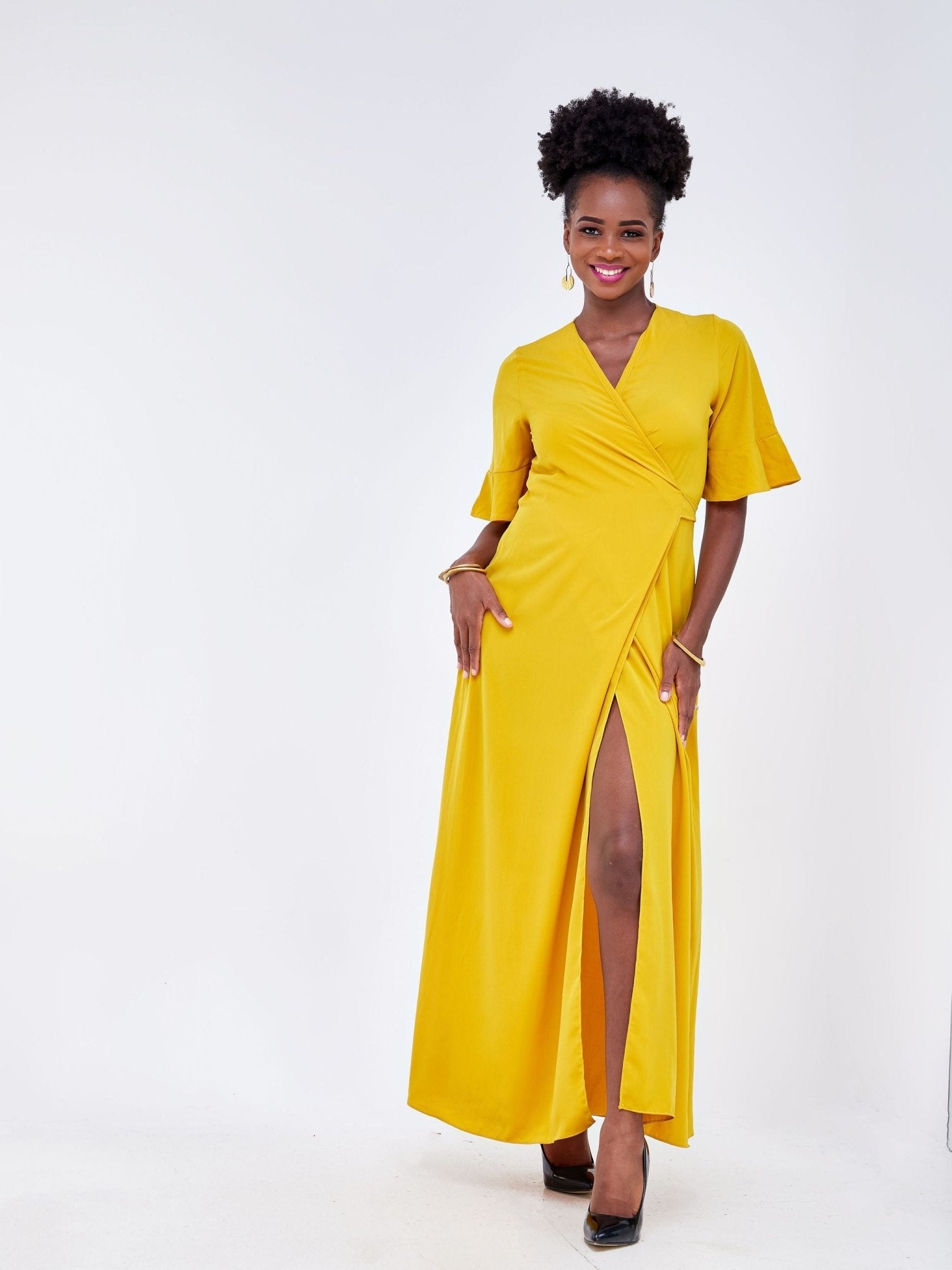 Vivo Luna Wrap Maxi Dress - Mustard - Shop Zetu Kenya