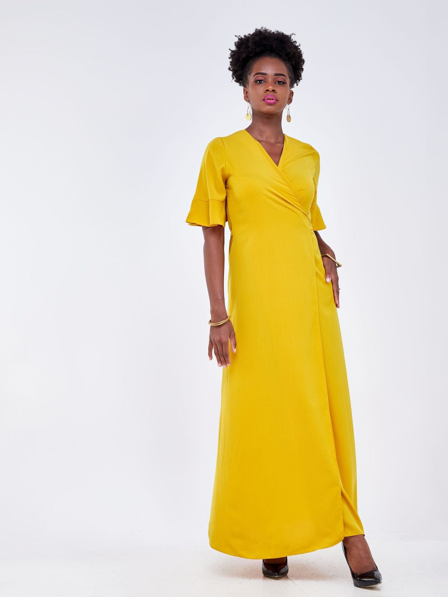 Vivo Luna Wrap Maxi Dress - Mustard - Shop Zetu Kenya